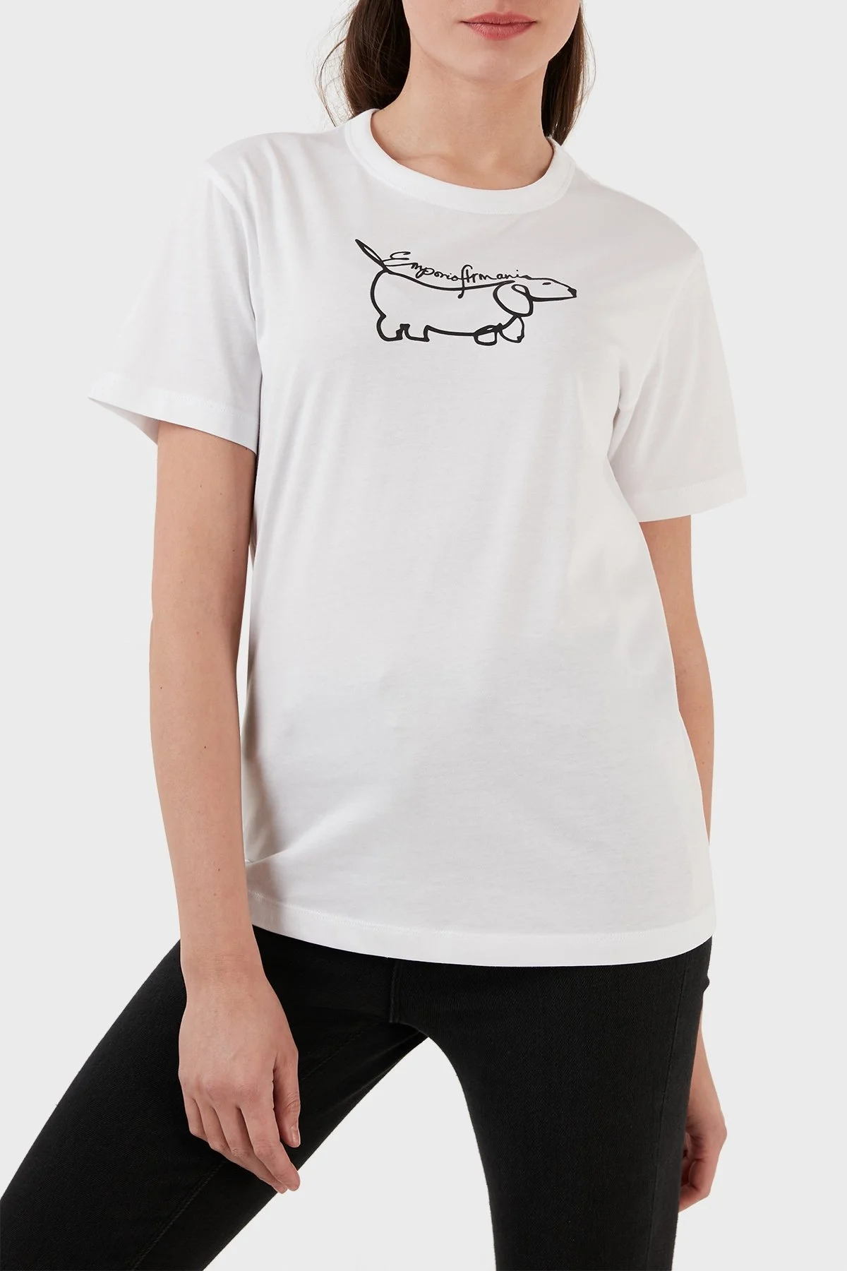 Emporio Armani Pamuklu Regular Fit Bisiklet Yaka Bayan T Shirt 3R2T7K 2J53Z 0100 BEYAZ - 1