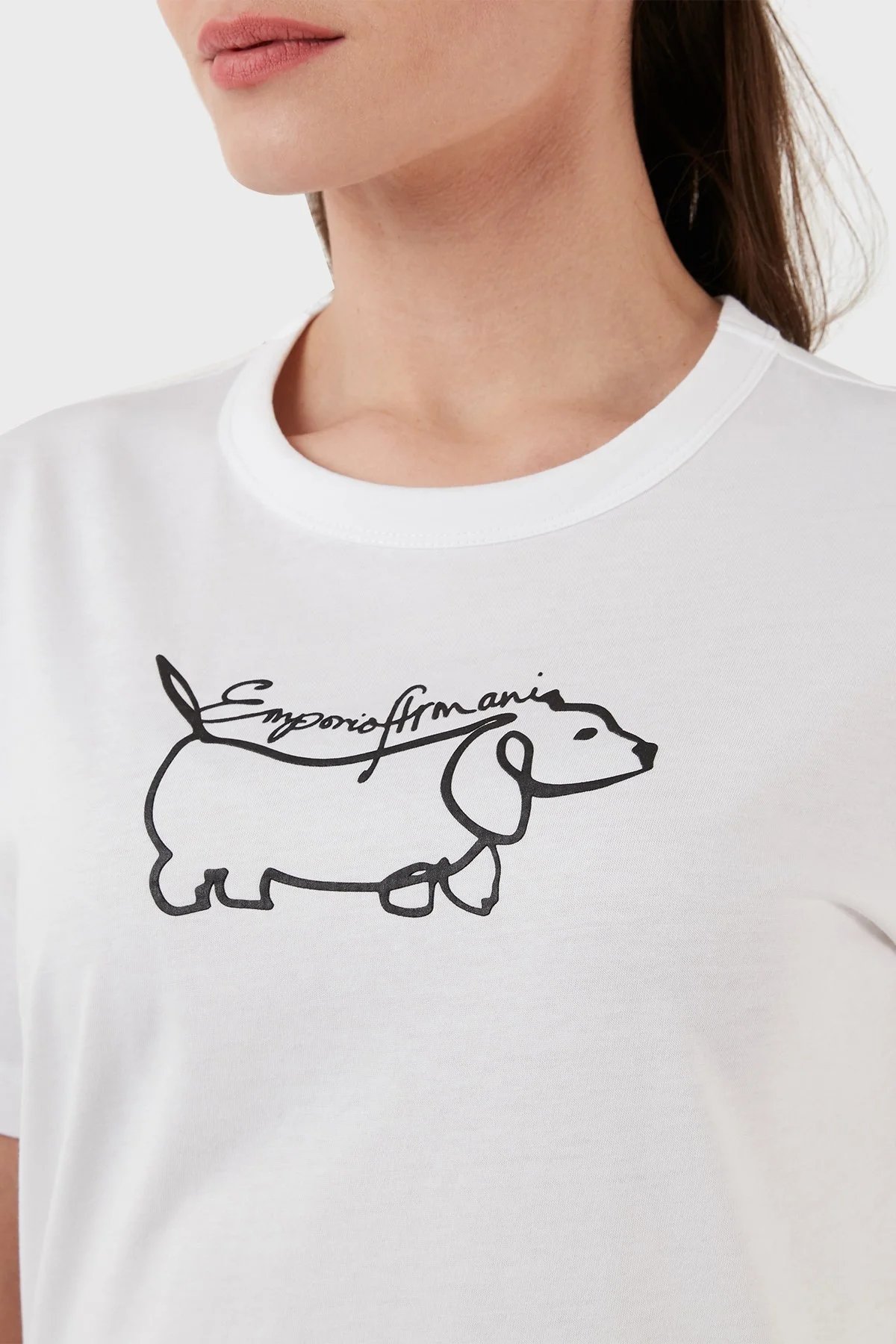 Emporio Armani Pamuklu Regular Fit Bisiklet Yaka Bayan T Shirt 3R2T7K 2J53Z 0100 BEYAZ - 2