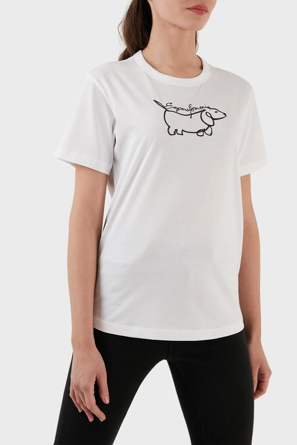 Emporio Armani Pamuklu Regular Fit Bisiklet Yaka Bayan T Shirt 3R2T7K 2J53Z 0100 BEYAZ - 3