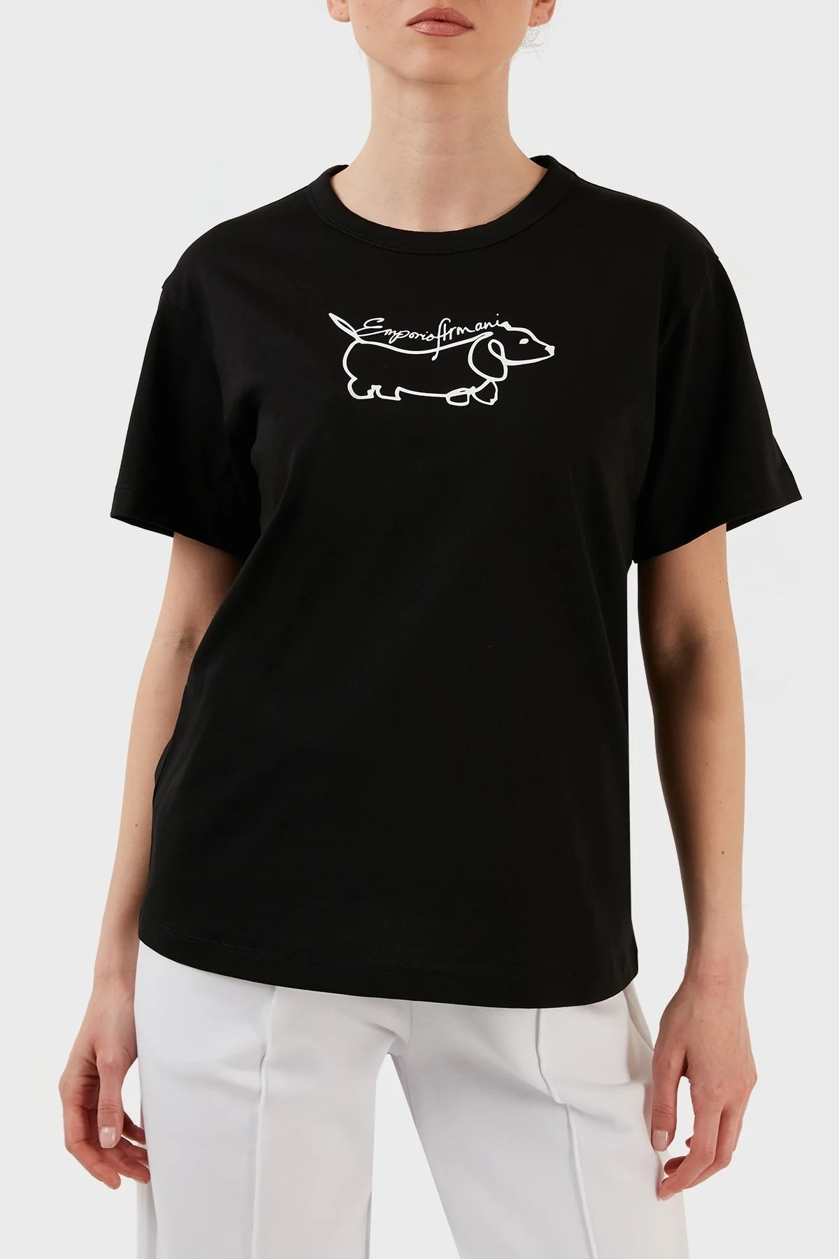 Emporio Armani Pamuklu Regular Fit Bisiklet Yaka Bayan T Shirt 3R2T7K 2J53Z 0999 SİYAH - 1