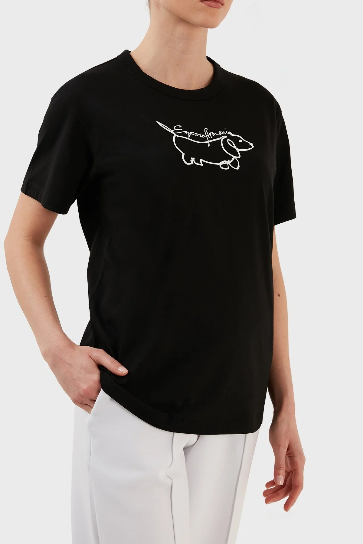 Emporio Armani Pamuklu Regular Fit Bisiklet Yaka Bayan T Shirt 3R2T7K 2J53Z 0999 SİYAH - 3