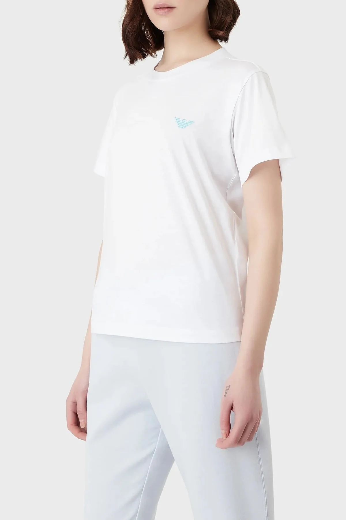 Emporio Armani Pamuklu Regular Fit Bisiklet Yaka Bayan T Shirt 3R2T7L 2J53Z 0100 BEYAZ - 1