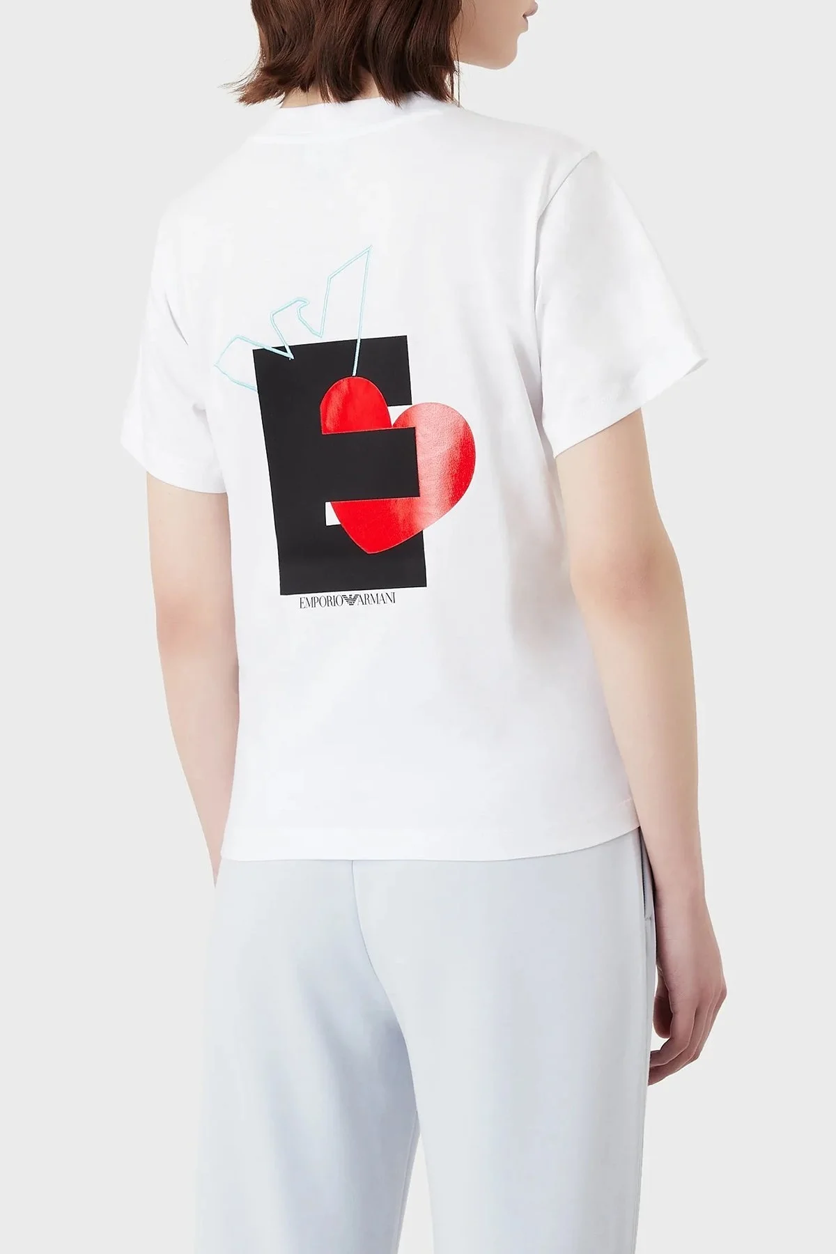 Emporio Armani Pamuklu Regular Fit Bisiklet Yaka Bayan T Shirt 3R2T7L 2J53Z 0100 BEYAZ - 2