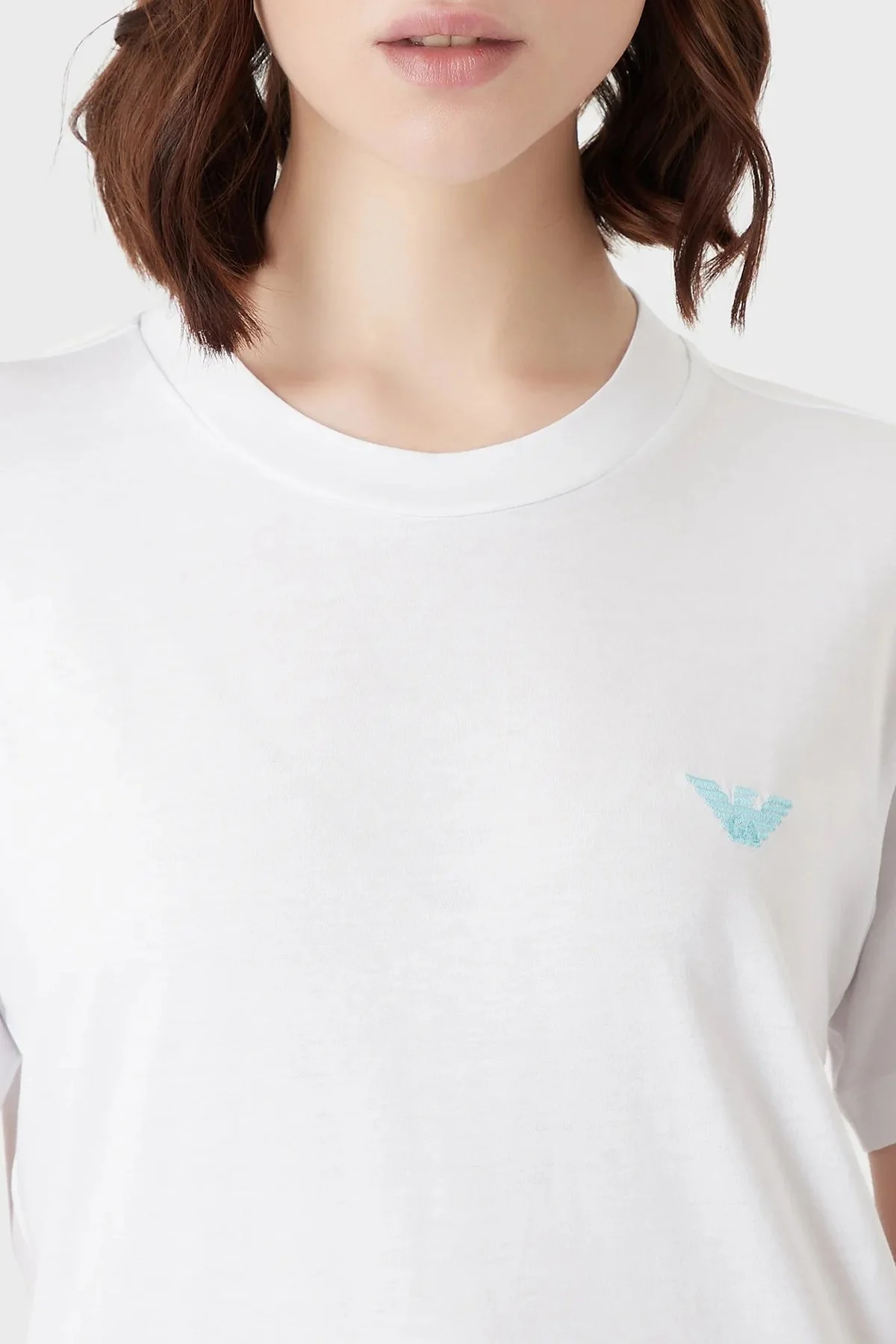 Emporio Armani Pamuklu Regular Fit Bisiklet Yaka Bayan T Shirt 3R2T7L 2J53Z 0100 BEYAZ - 4