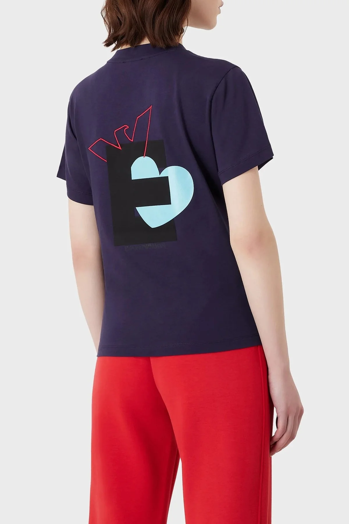 Emporio Armani Pamuklu Regular Fit Bisiklet Yaka Bayan T Shirt 3R2T7L 2J53Z 0820 MOR - 2