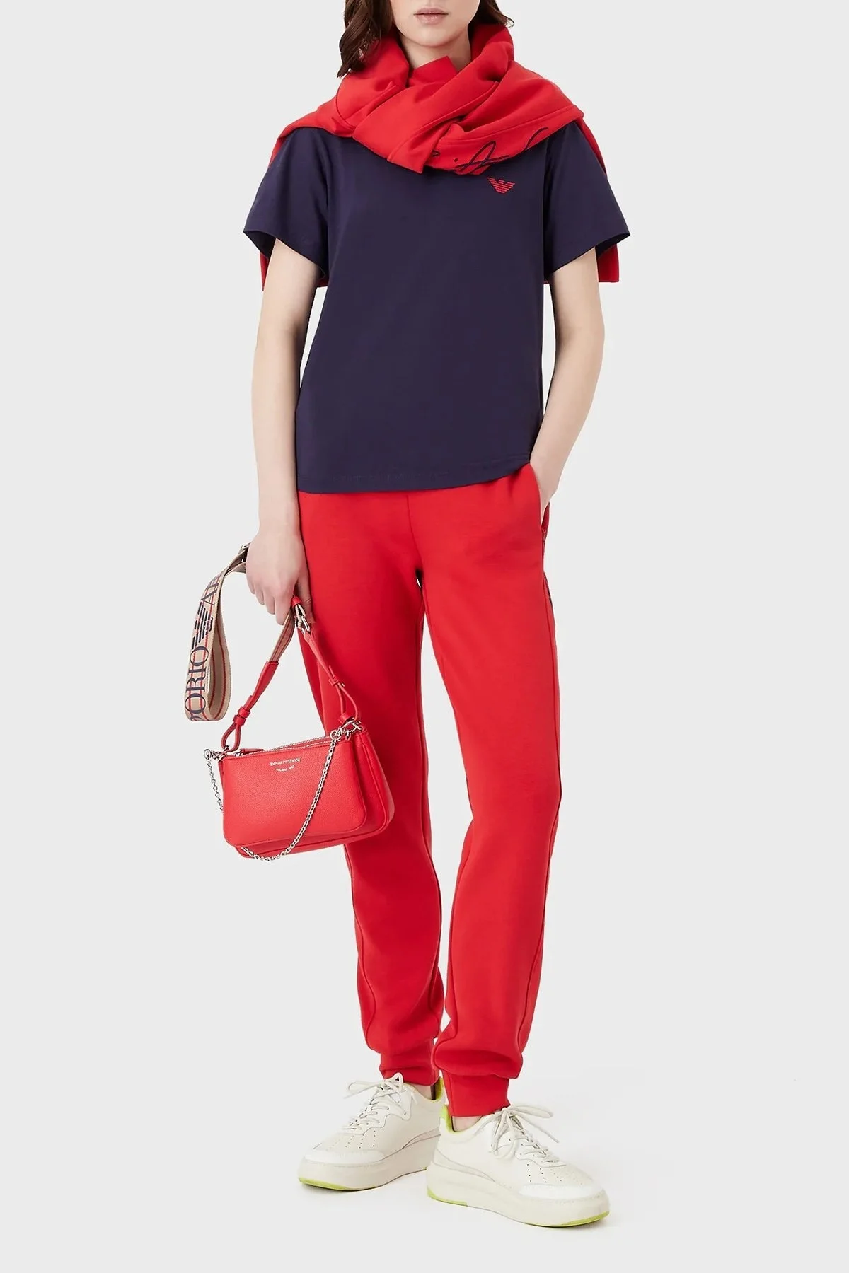 Emporio Armani Pamuklu Regular Fit Bisiklet Yaka Bayan T Shirt 3R2T7L 2J53Z 0820 MOR - 3