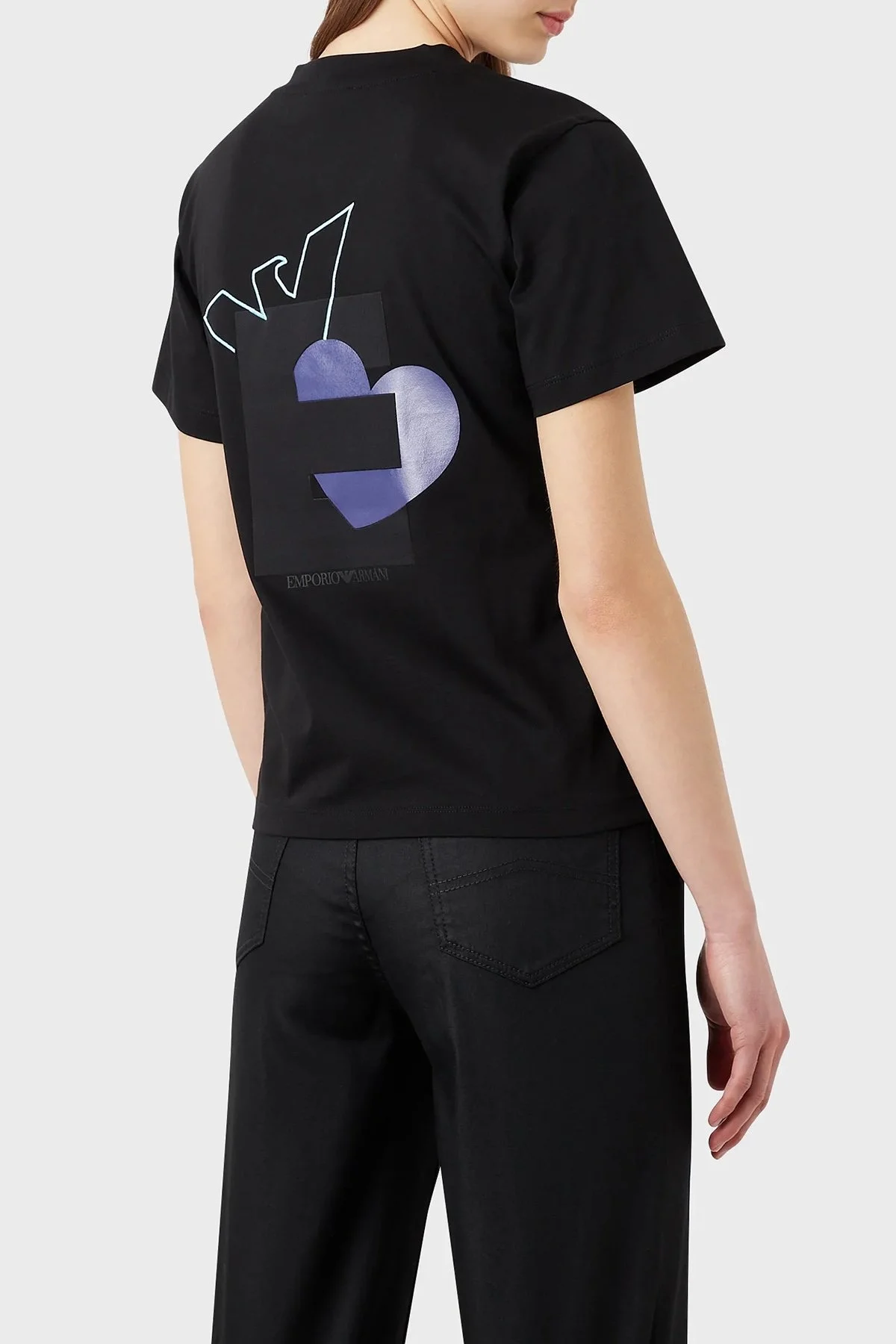 Emporio Armani Pamuklu Regular Fit Bisiklet Yaka Bayan T Shirt 3R2T7L 2J53Z 0999 SİYAH - 2