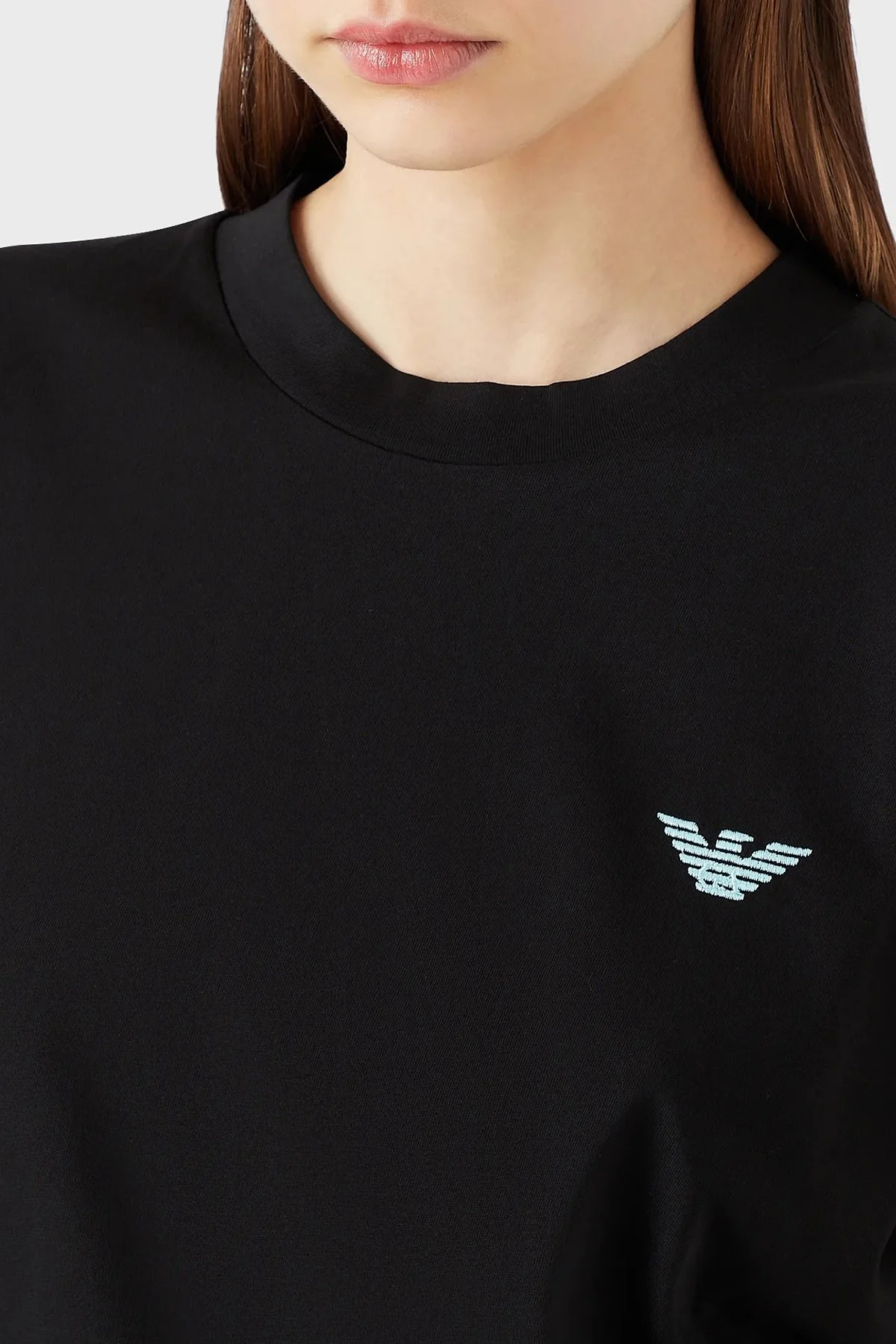 Emporio Armani Pamuklu Regular Fit Bisiklet Yaka Bayan T Shirt 3R2T7L 2J53Z 0999 SİYAH - 3