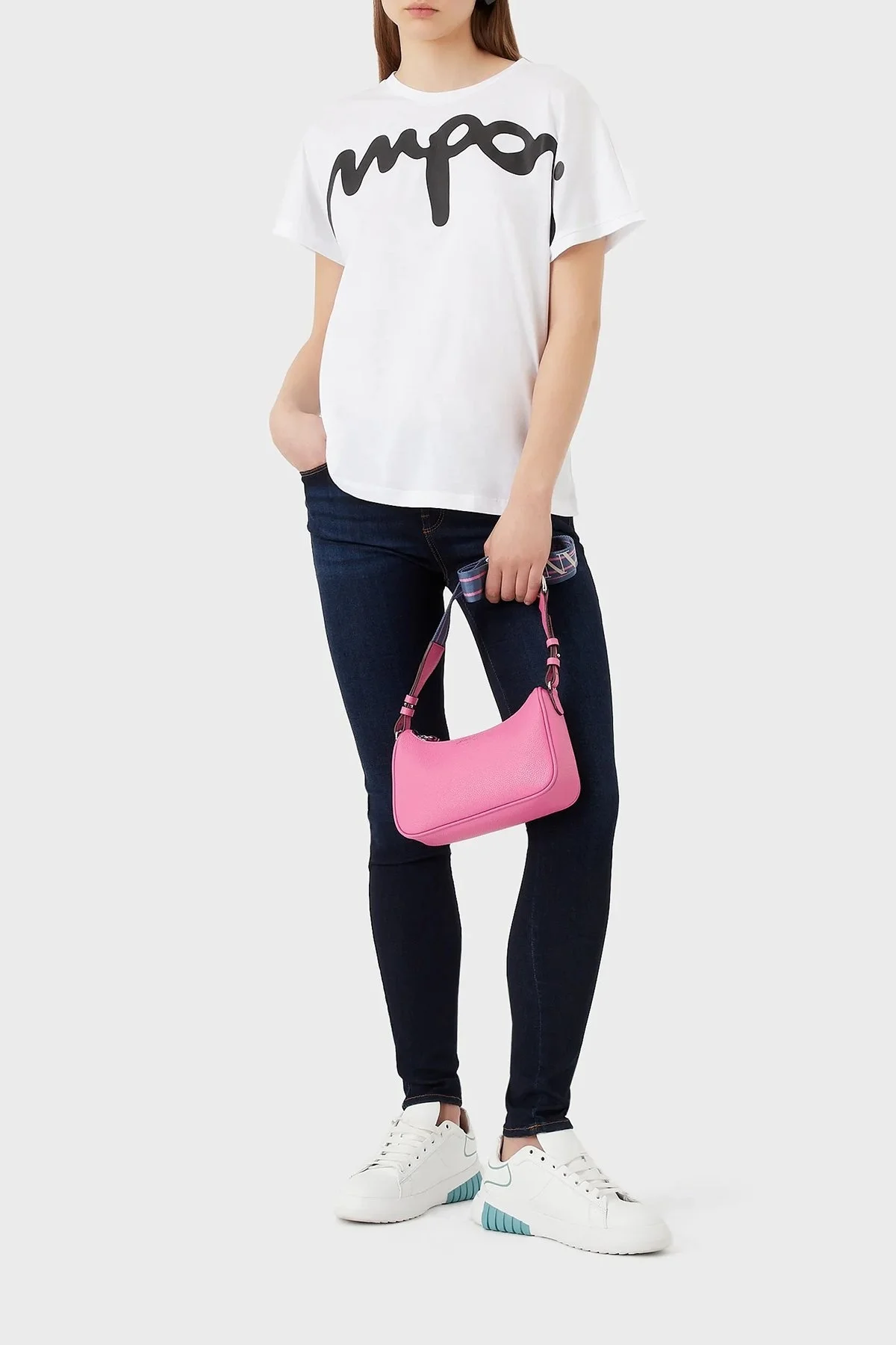 Emporio Armani Pamuklu Regular Fit Bisiklet Yaka Bayan T Shirt 3R2T7V 2JQ4Z 0100 BEYAZ - 3