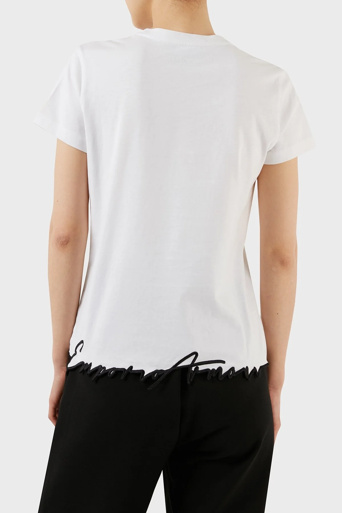 Emporio Armani Pamuklu Regular Fit Bisiklet Yaka Bayan T Shirt 6R2T7M 2J4EZ 0100 BEYAZ - 8