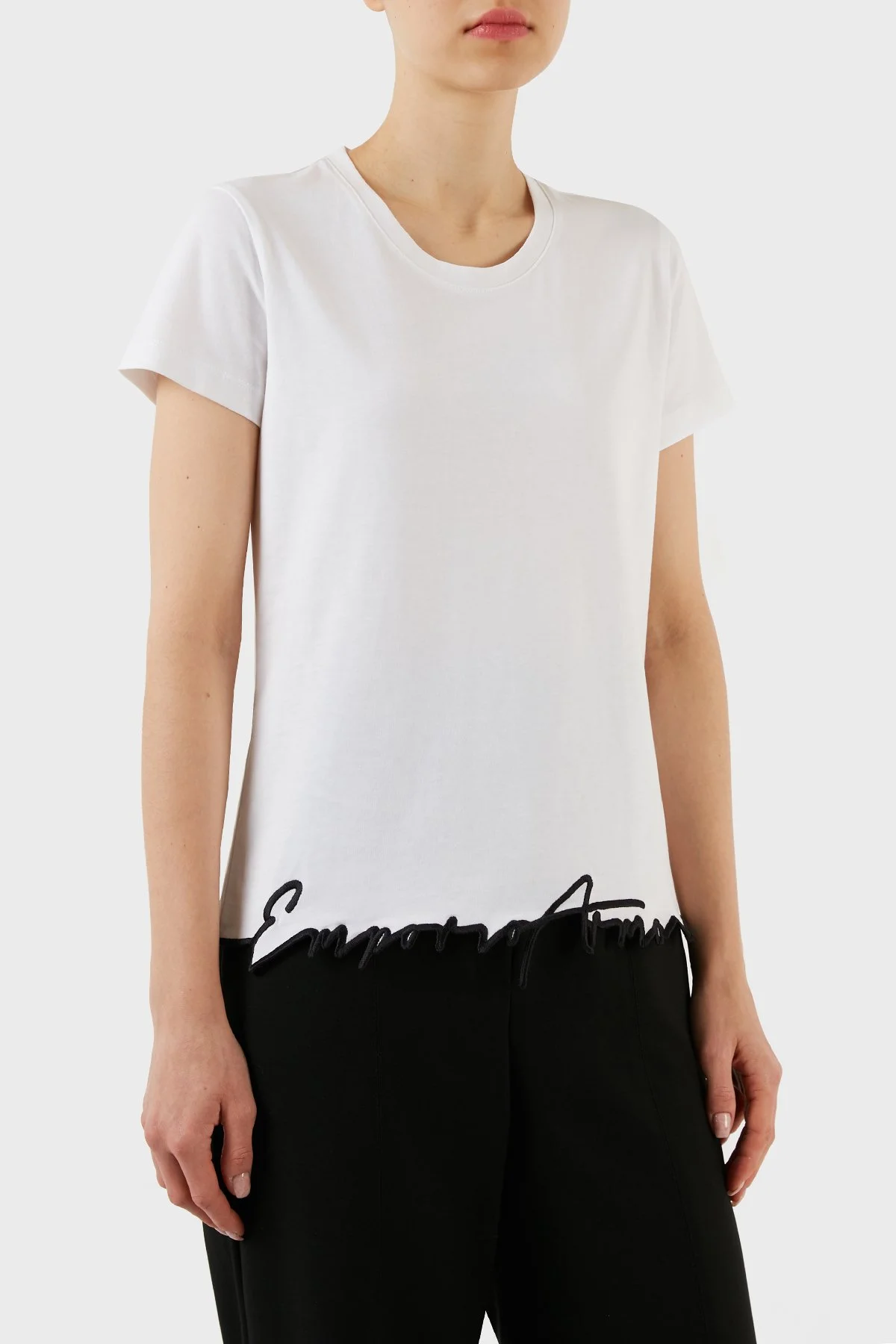 Emporio Armani Pamuklu Regular Fit Bisiklet Yaka Kadın T Shirt 6R2T7M 2J4EZ 0100 BEYAZ - 4