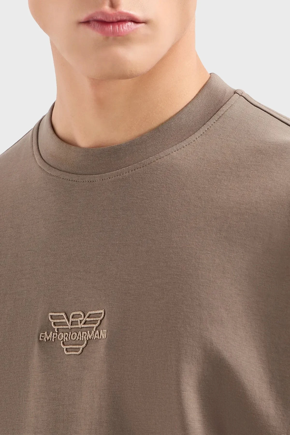 Emporio Armani Pamuklu Regular Fit Bisiklet Yaka Erkek Sweat 3D1M62 1JHSZ 0440 KAHVE - 4