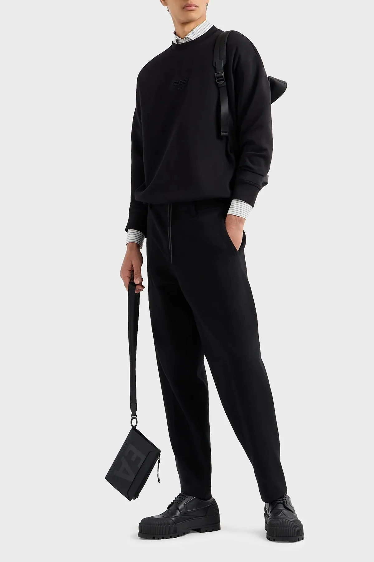 Emporio Armani Pamuklu Regular Fit Bisiklet Yaka Erkek Sweat 3D1M62 1JHSZ 0999 SİYAH - 3