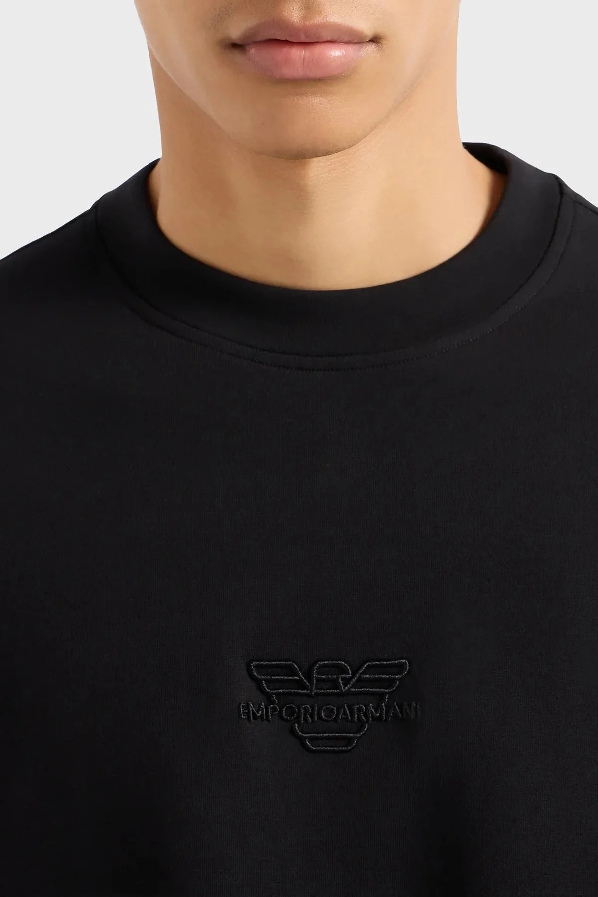 Emporio Armani Pamuklu Regular Fit Bisiklet Yaka Erkek Sweat 3D1M62 1JHSZ 0999 SİYAH - 4