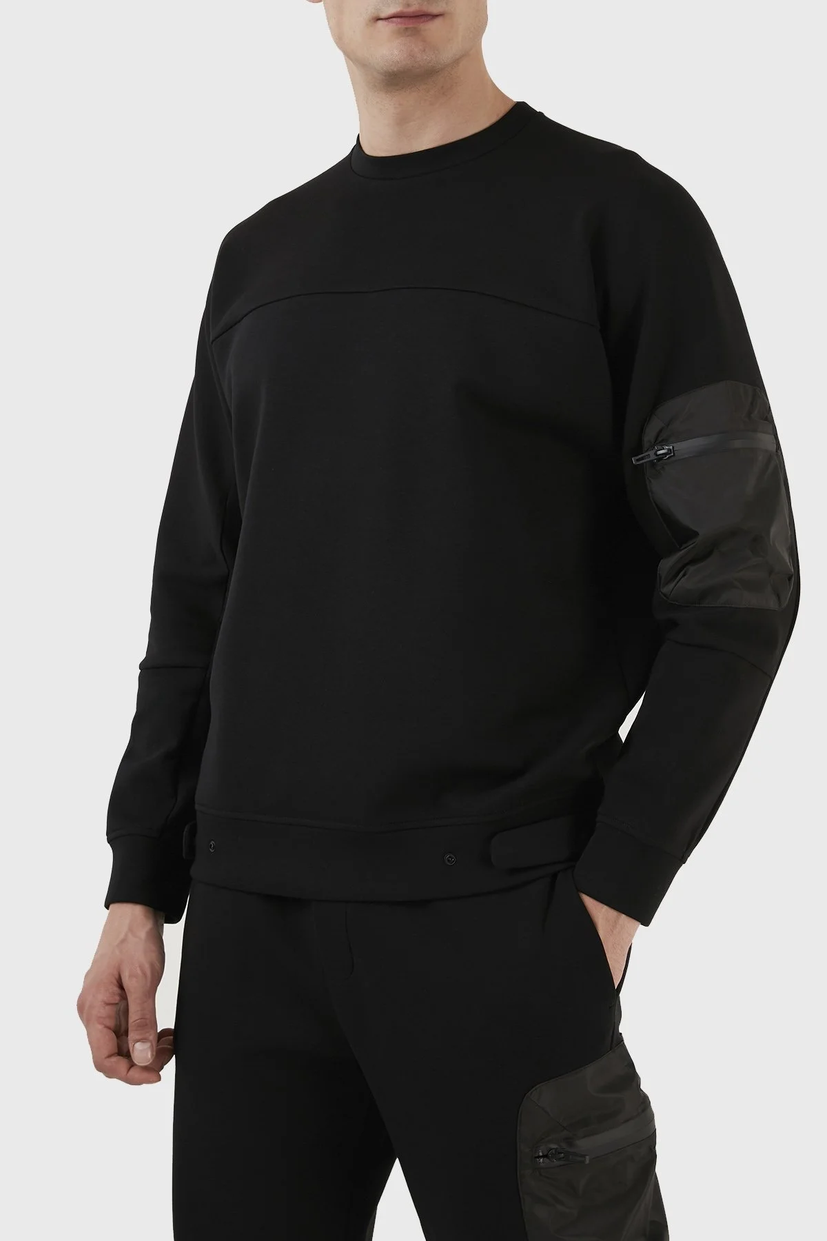 Emporio Armani Pamuklu Regular Fit Bisiklet Yaka Erkek Sweat 3R1MCS 1JHSZ 0999 SİYAH - 4