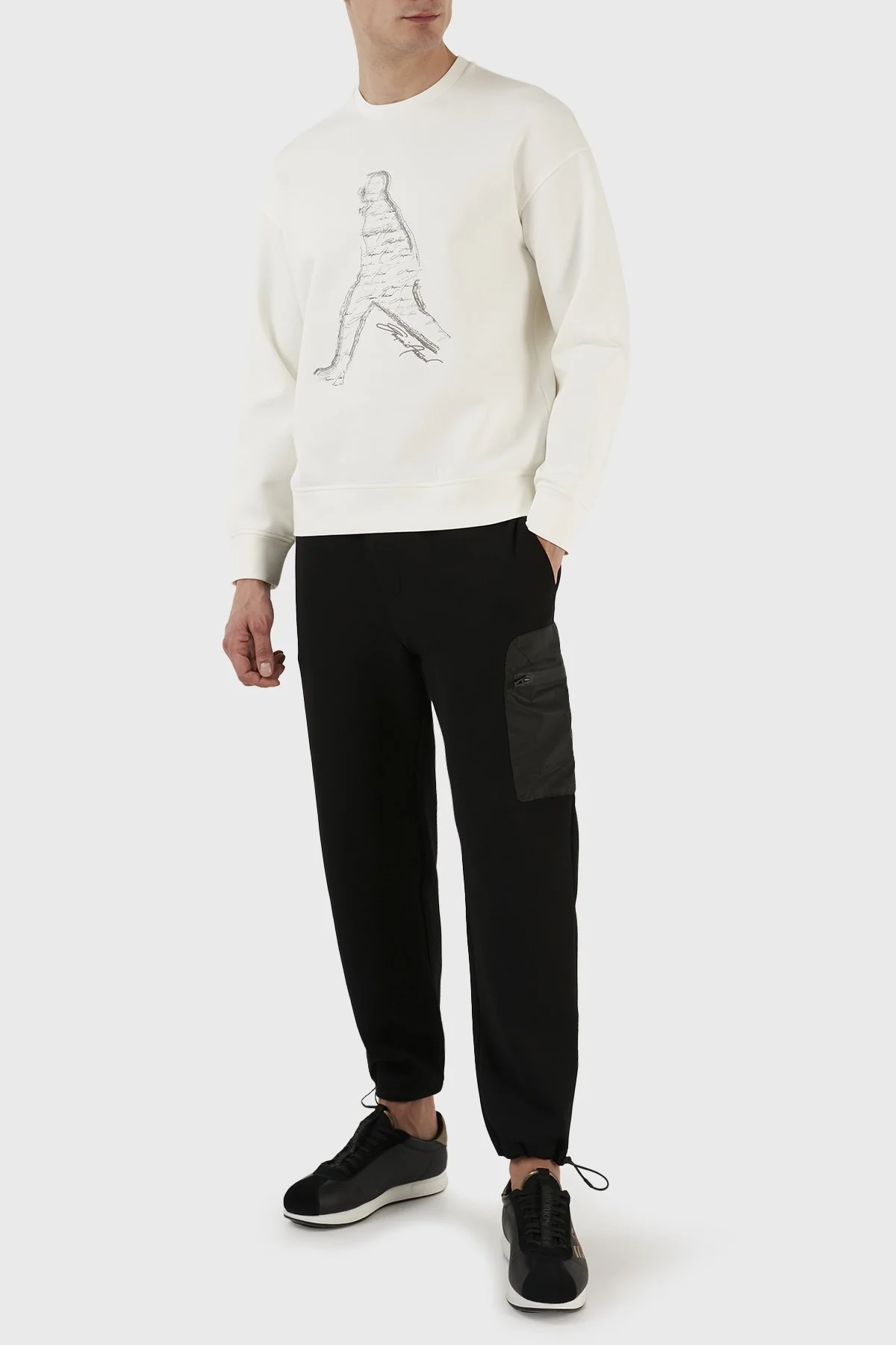 Emporio Armani Pamuklu Regular Fit Bisiklet Yaka Erkek Sweat 3R1MDQ 1JHSZ 0101 BEYAZ - 4