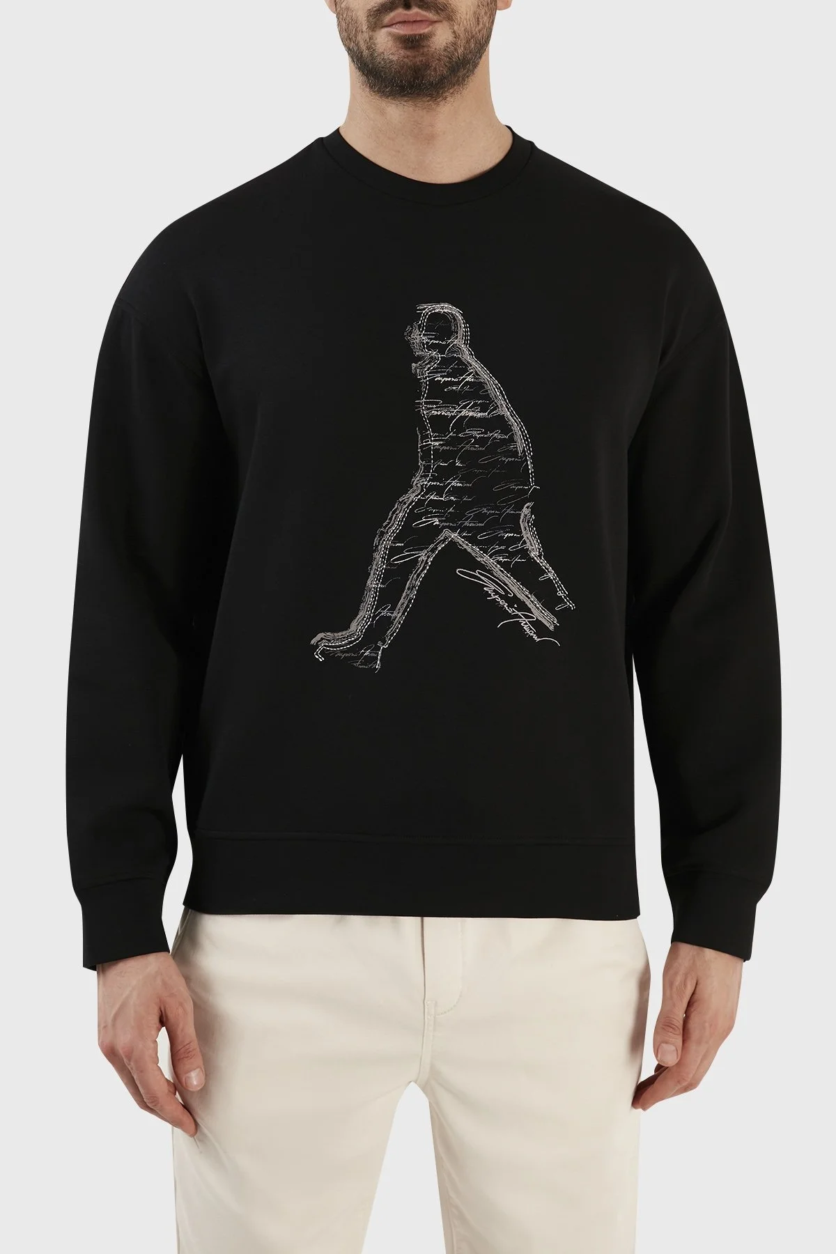 Emporio Armani Pamuklu Regular Fit Bisiklet Yaka Erkek Sweat 3R1MDQ 1JHSZ 0999 SİYAH - 1