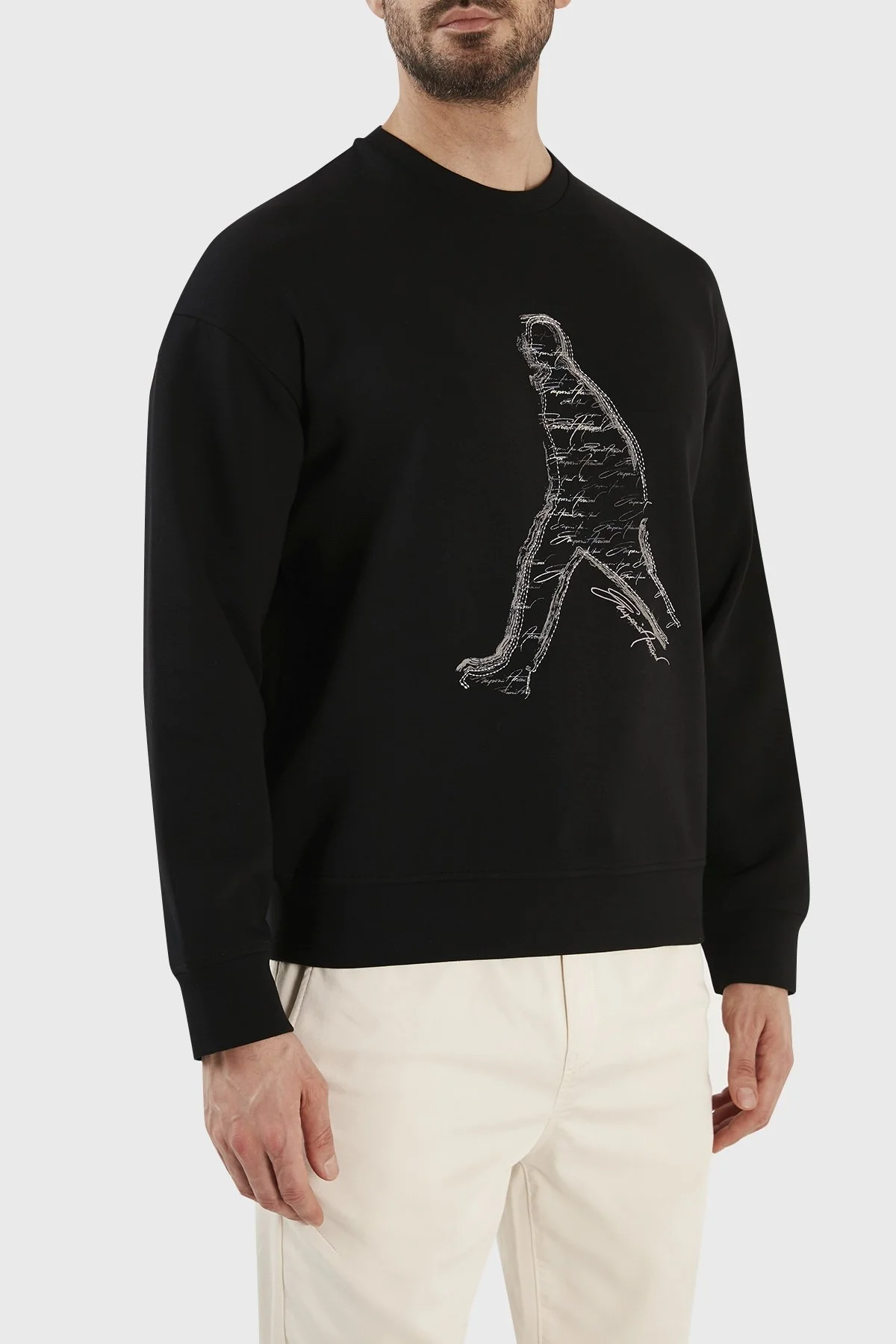 Emporio Armani Pamuklu Regular Fit Bisiklet Yaka Erkek Sweat 3R1MDQ 1JHSZ 0999 SİYAH - 2