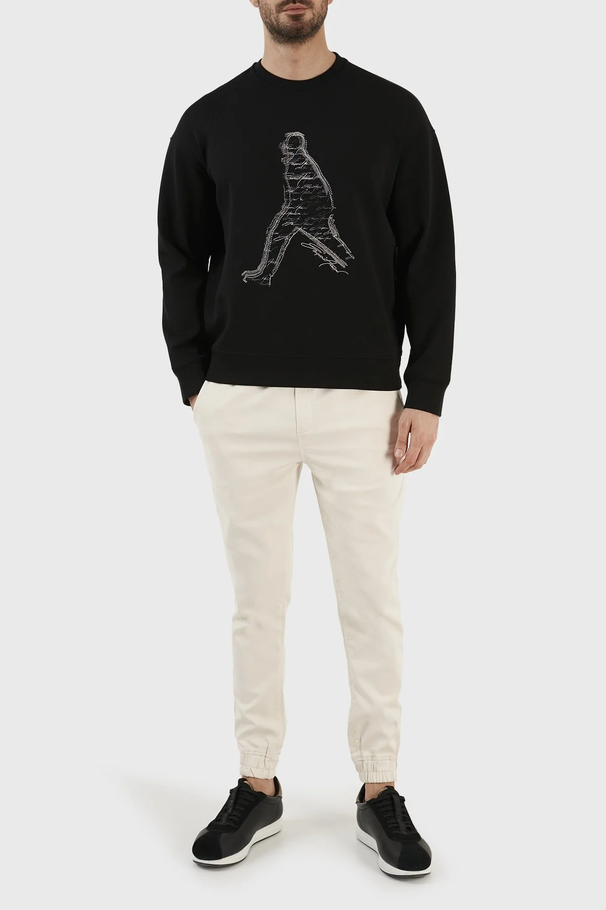 Emporio Armani Pamuklu Regular Fit Bisiklet Yaka Erkek Sweat 3R1MDQ 1JHSZ 0999 SİYAH - 3