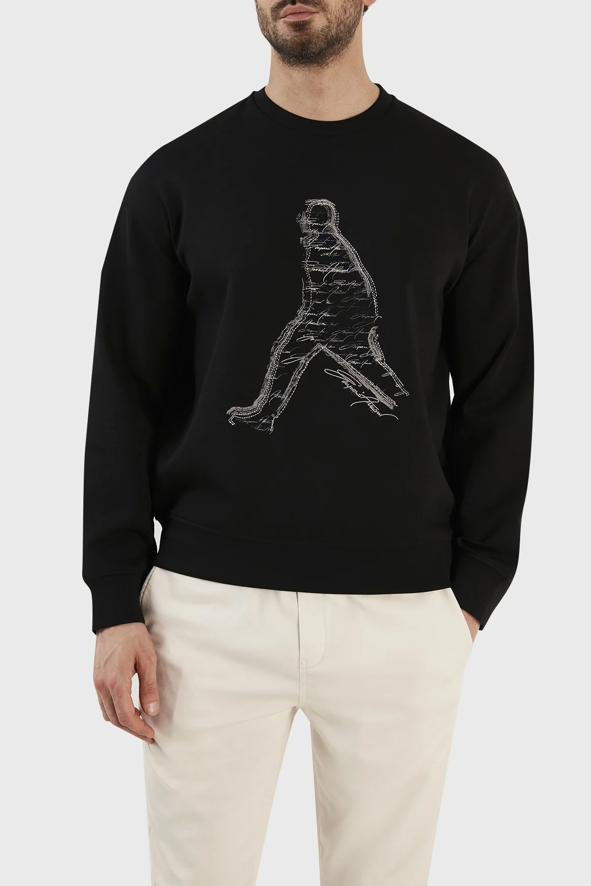 Emporio Armani Pamuklu Regular Fit Bisiklet Yaka Erkek Sweat 3R1MDQ 1JHSZ 0999 SİYAH - 4