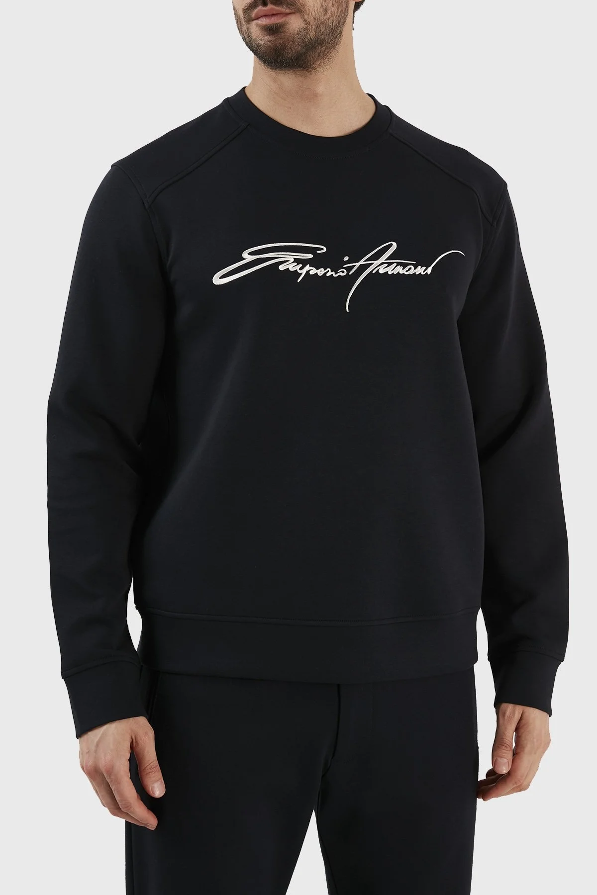 Emporio Armani Pamuklu Regular Fit Bisiklet Yaka Erkek Sweat 6L1ML8 1JHSZ 09G9 LACİVERT - 1