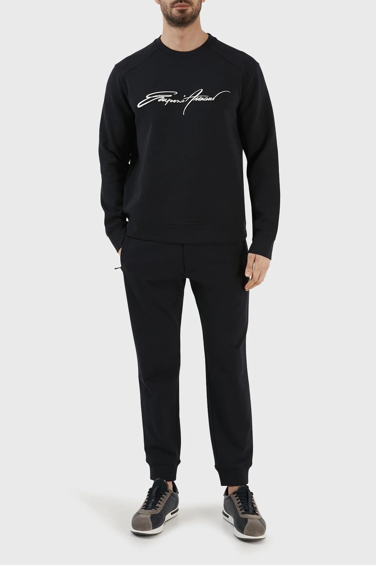 Emporio Armani Pamuklu Regular Fit Bisiklet Yaka Erkek Sweat 6L1ML8 1JHSZ 09G9 LACİVERT - 3