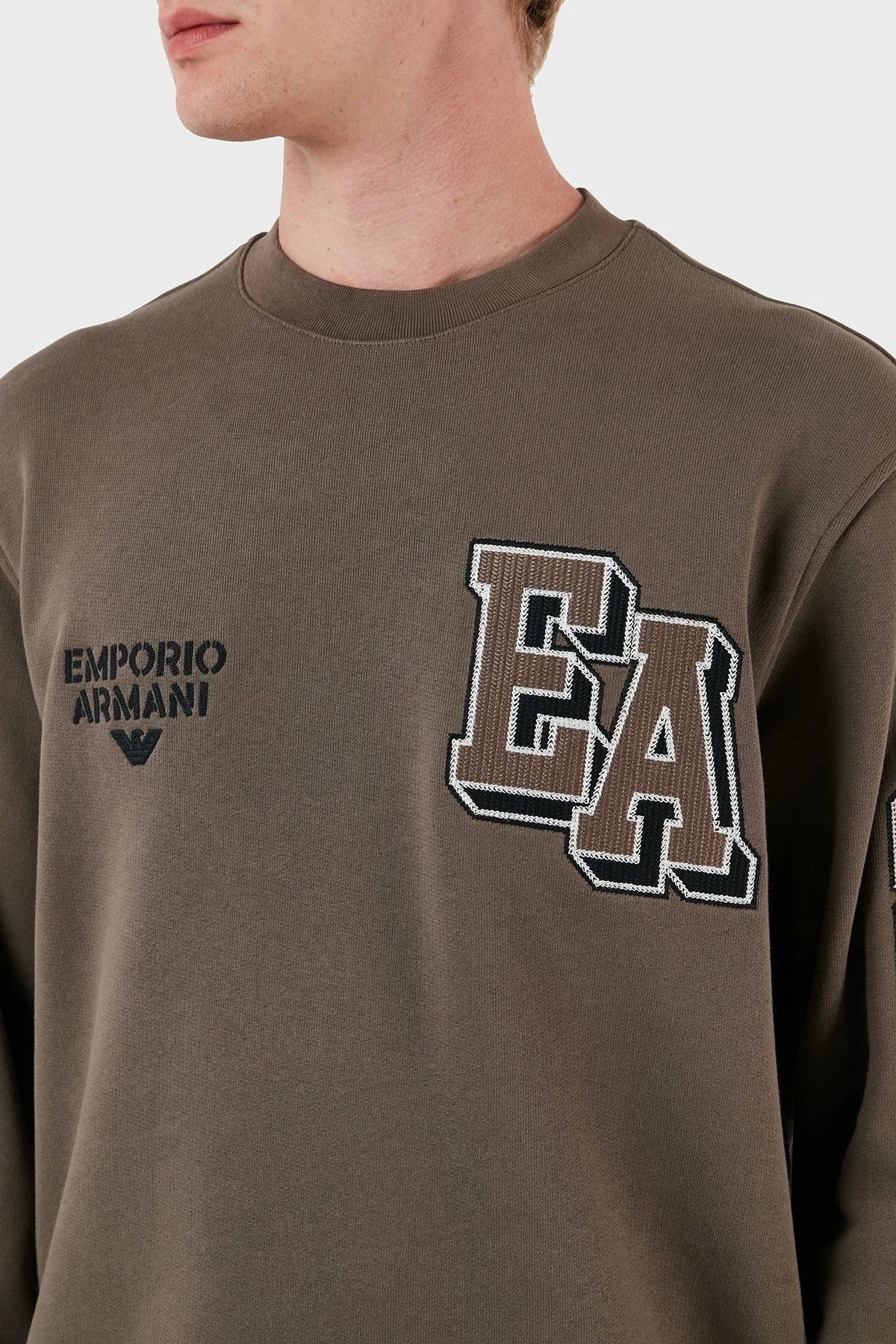 Emporio Armani Pamuklu Regular Fit Bisiklet Yaka Erkek Sweat 6R1MG4 1JWPZ 0440 VİZON - 12