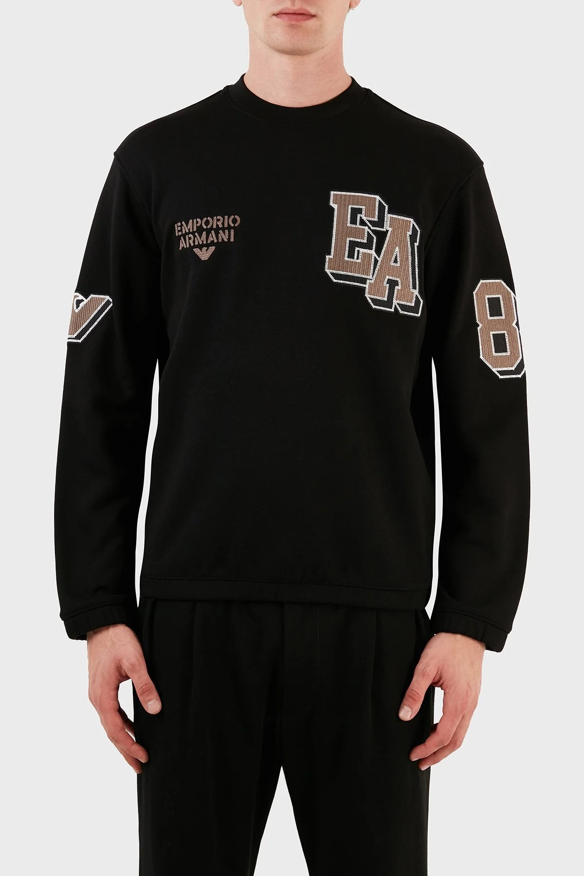 Emporio Armani Pamuklu Regular Fit Bisiklet Yaka Erkek Sweat 6R1MG4 1JWPZ 0999 SİYAH - 7