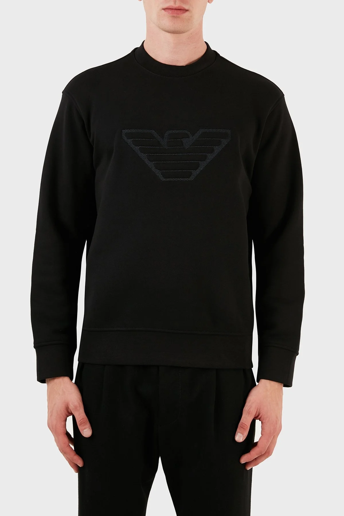 Emporio Armani Pamuklu Regular Fit Bisiklet Yaka Erkek Sweat 6R1MG5 1JWPZ 00C2 SİYAH - 1