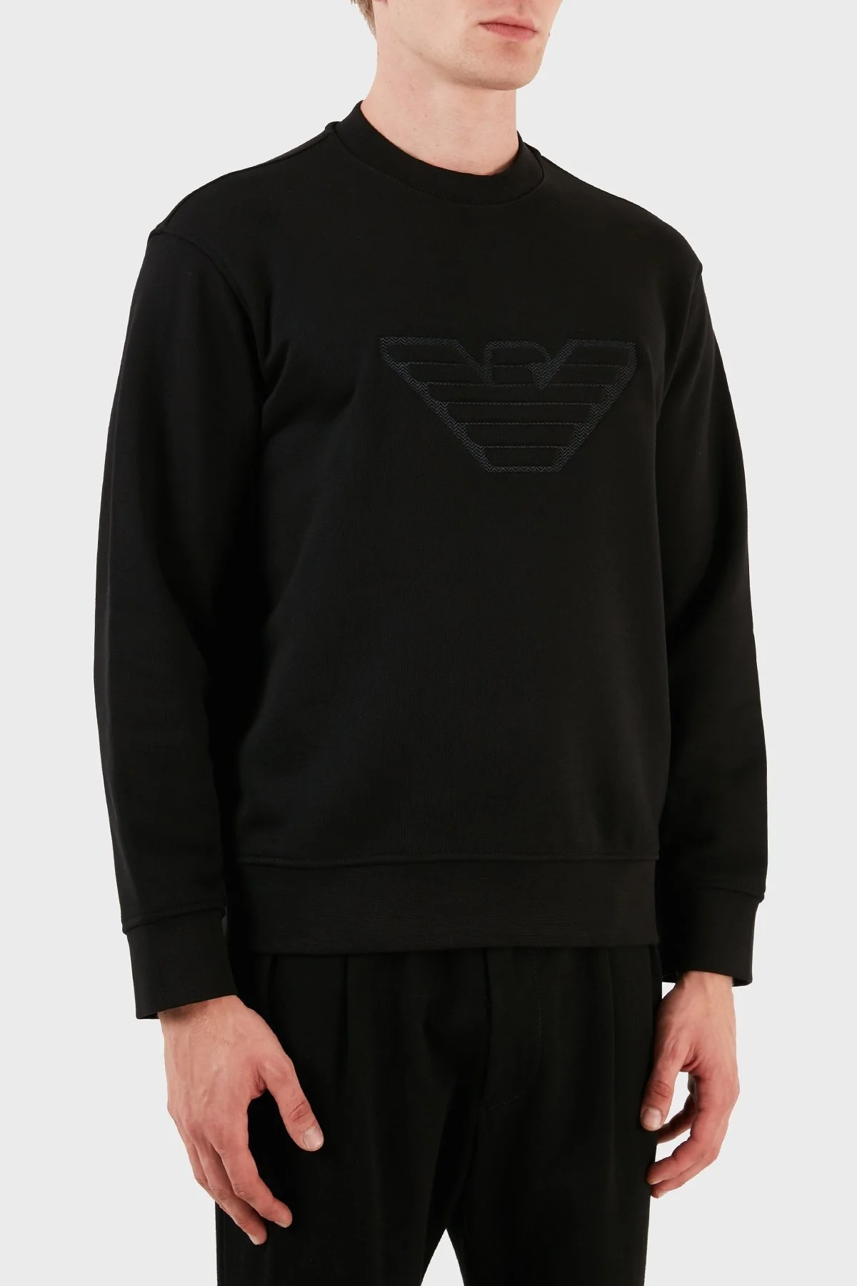 Emporio Armani Pamuklu Regular Fit Bisiklet Yaka Erkek Sweat 6R1MG5 1JWPZ 00C2 SİYAH - 4