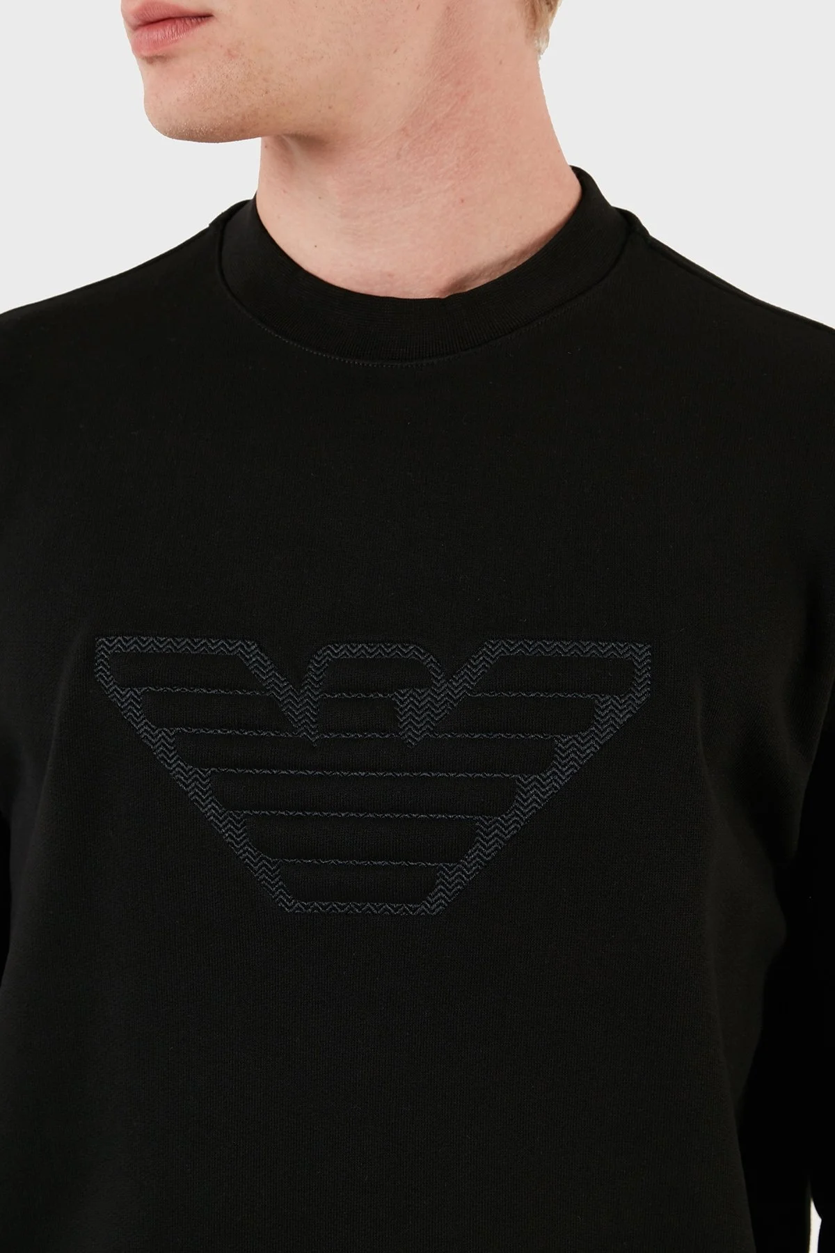 Emporio Armani Pamuklu Regular Fit Bisiklet Yaka Erkek Sweat 6R1MG5 1JWPZ 00C2 SİYAH - 5