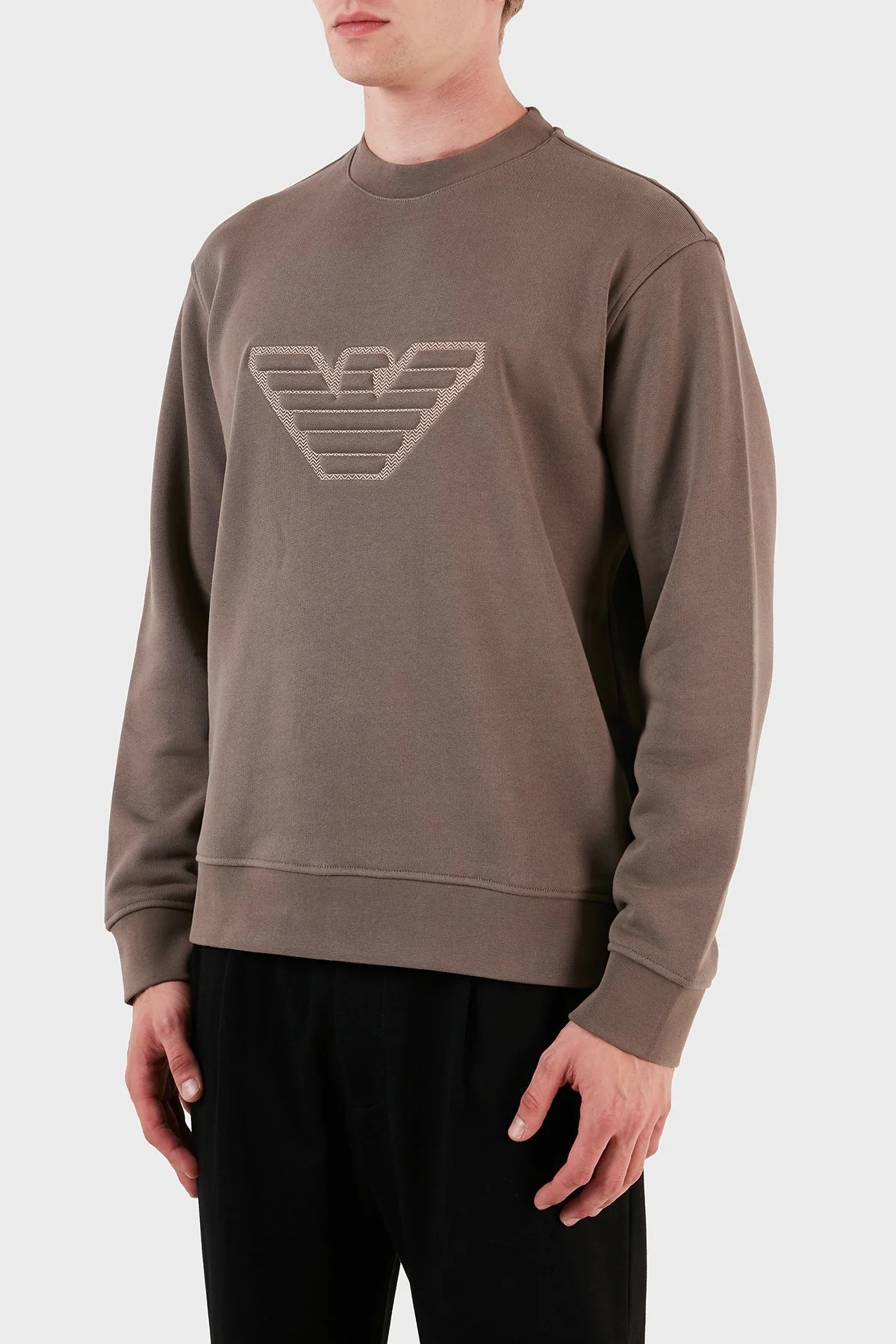 Emporio Armani Pamuklu Regular Fit Bisiklet Yaka Erkek Sweat 6R1MG5 1JWPZ 0497 KAHVE - 8