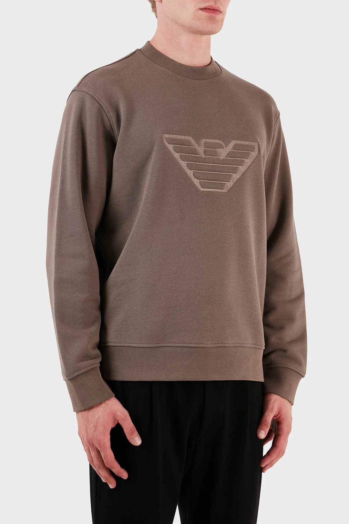 Emporio Armani Pamuklu Regular Fit Bisiklet Yaka Erkek Sweat 6R1MG5 1JWPZ 0497 KAHVE - 11