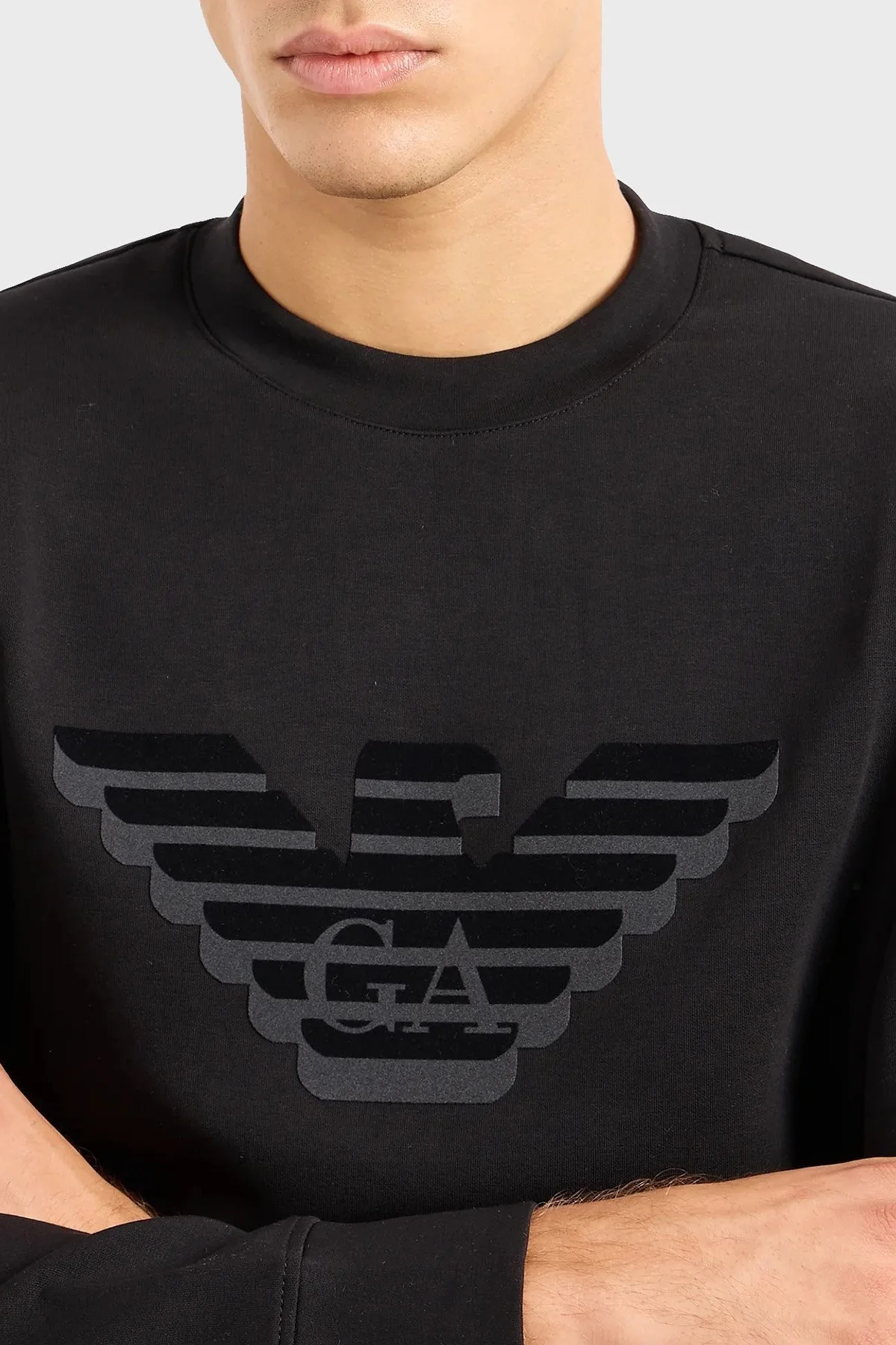 Emporio Armani Pamuklu Regular Fit Bisiklet Yaka Erkek Sweat 6R1MG7 1JHSZ 00A9 SİYAH - 3