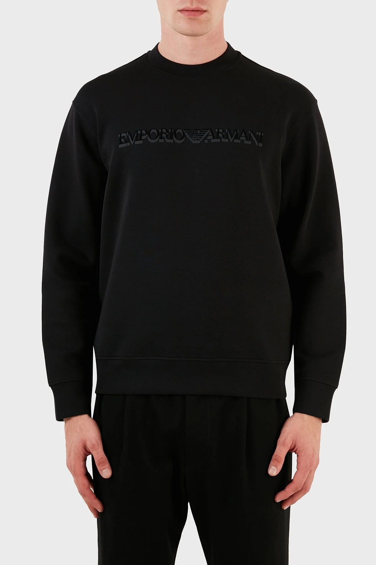 Emporio Armani Pamuklu Regular Fit Bisiklet Yaka Erkek Sweat 6R1MG7 1JHSZ 00B0 SİYAH - 1