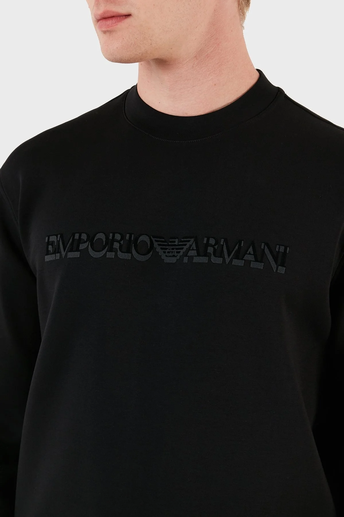 Emporio Armani Pamuklu Regular Fit Bisiklet Yaka Erkek Sweat 6R1MG7 1JHSZ 00B0 SİYAH - 5