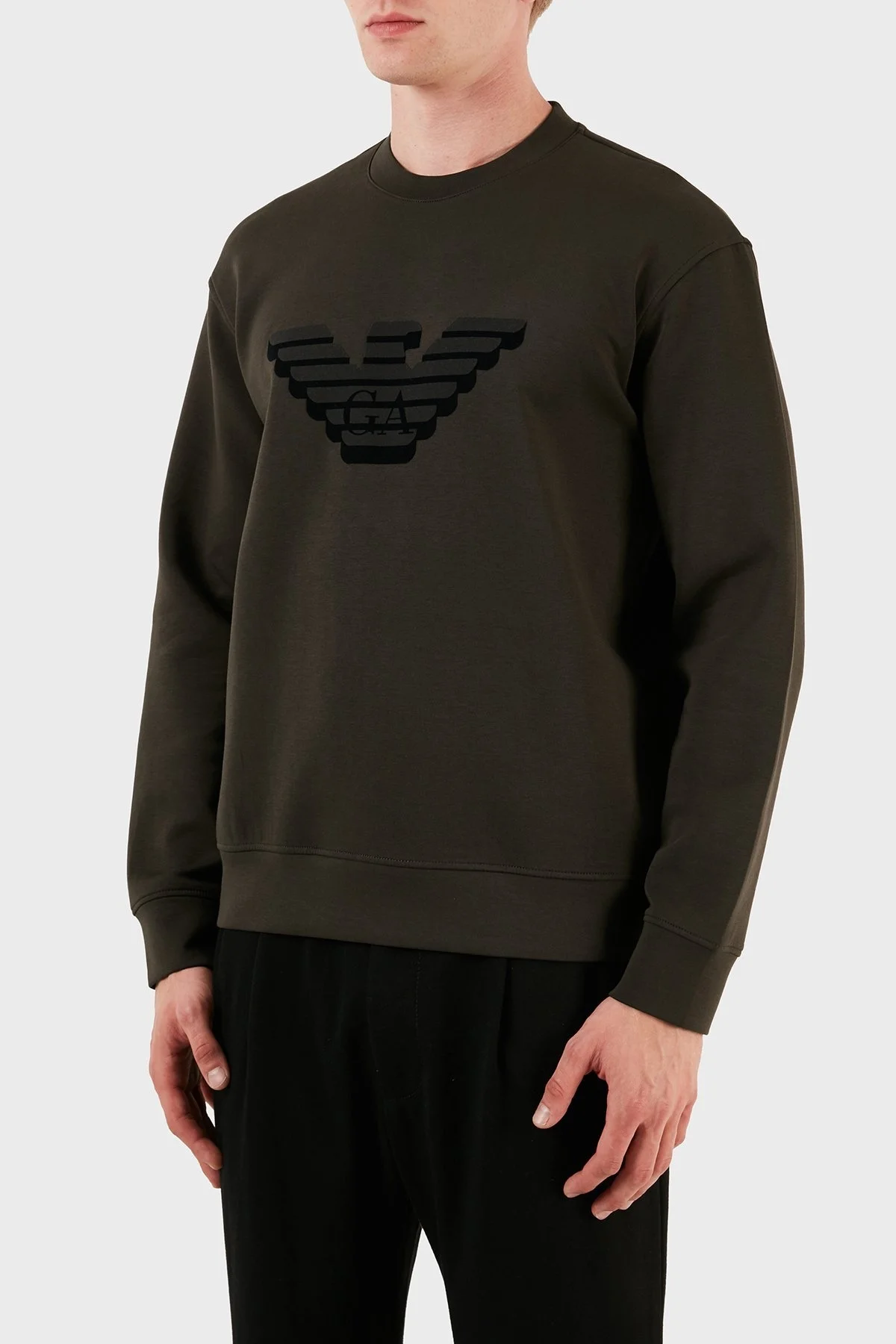 Emporio Armani Pamuklu Regular Fit Bisiklet Yaka Erkek Sweat 6R1MG7 1JHSZ 06F7 HAKİ - 3