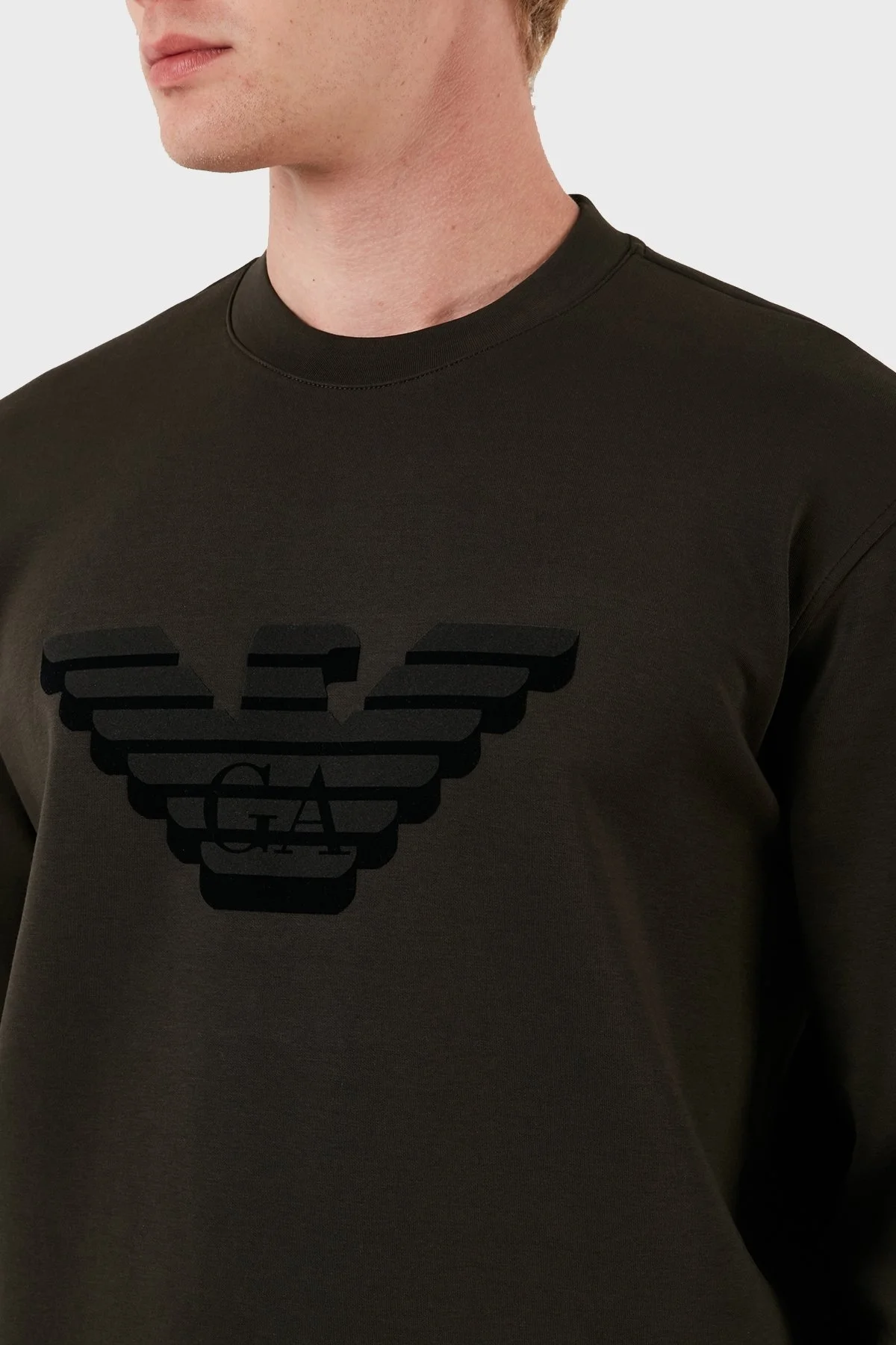 Emporio Armani Pamuklu Regular Fit Bisiklet Yaka Erkek Sweat 6R1MG7 1JHSZ 06F7 HAKİ - 5