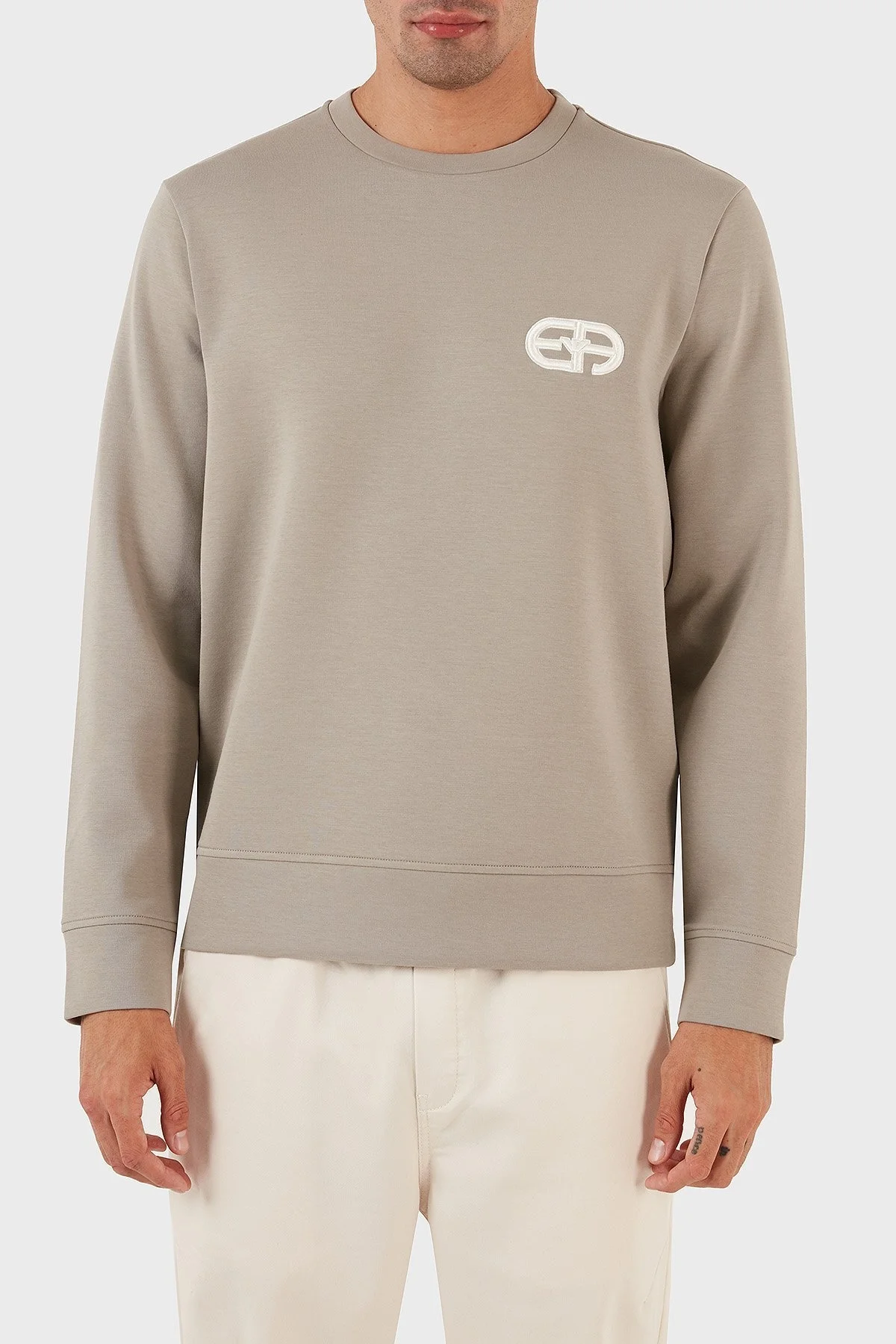 Emporio Armani Pamuklu Regular Fit Bisiklet Yaka Erkek Sweat 8N1ML7 1JHSZ 0643 BEJ - 1