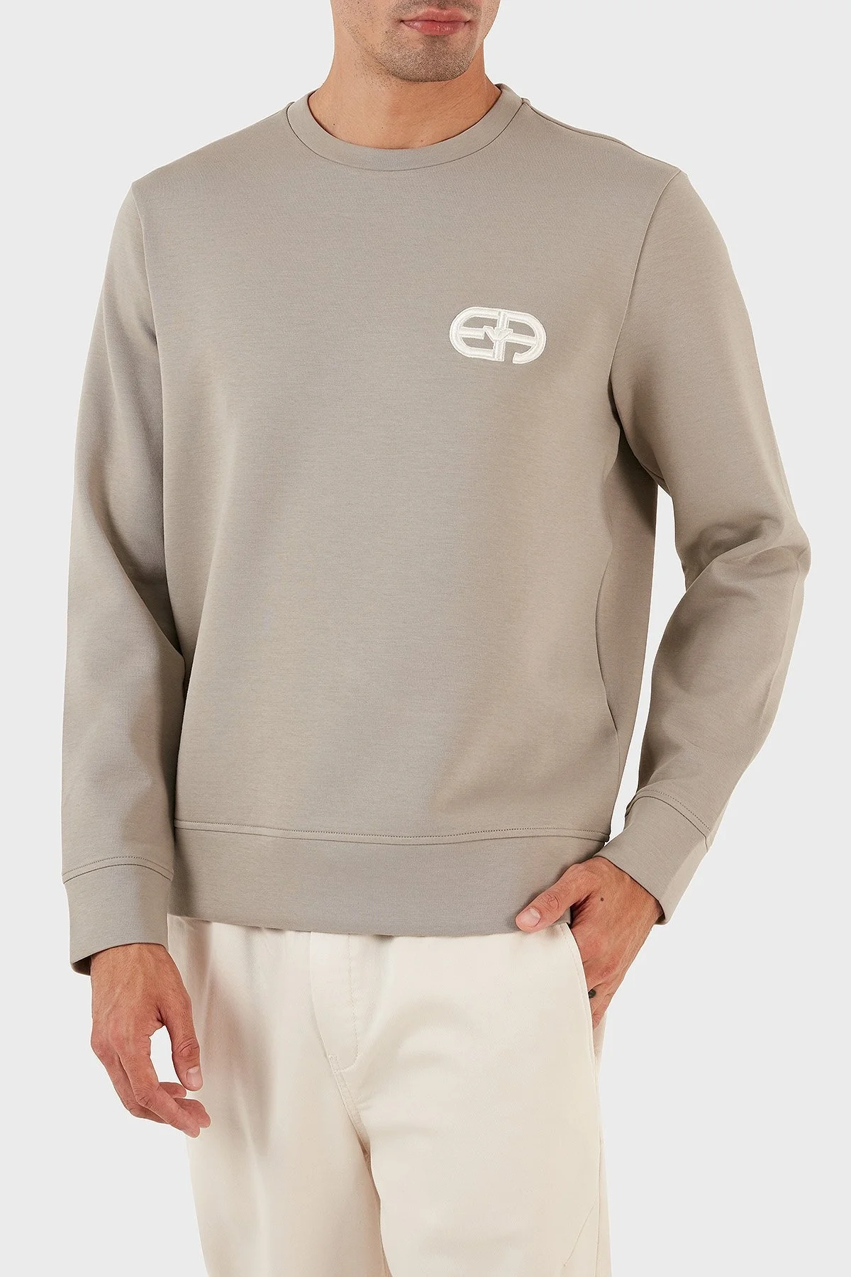 Emporio Armani Pamuklu Regular Fit Bisiklet Yaka Erkek Sweat 8N1ML7 1JHSZ 0643 BEJ - 3