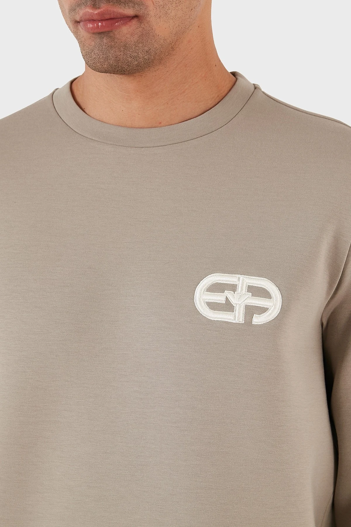 Emporio Armani Pamuklu Regular Fit Bisiklet Yaka Erkek Sweat 8N1ML7 1JHSZ 0643 BEJ - 6