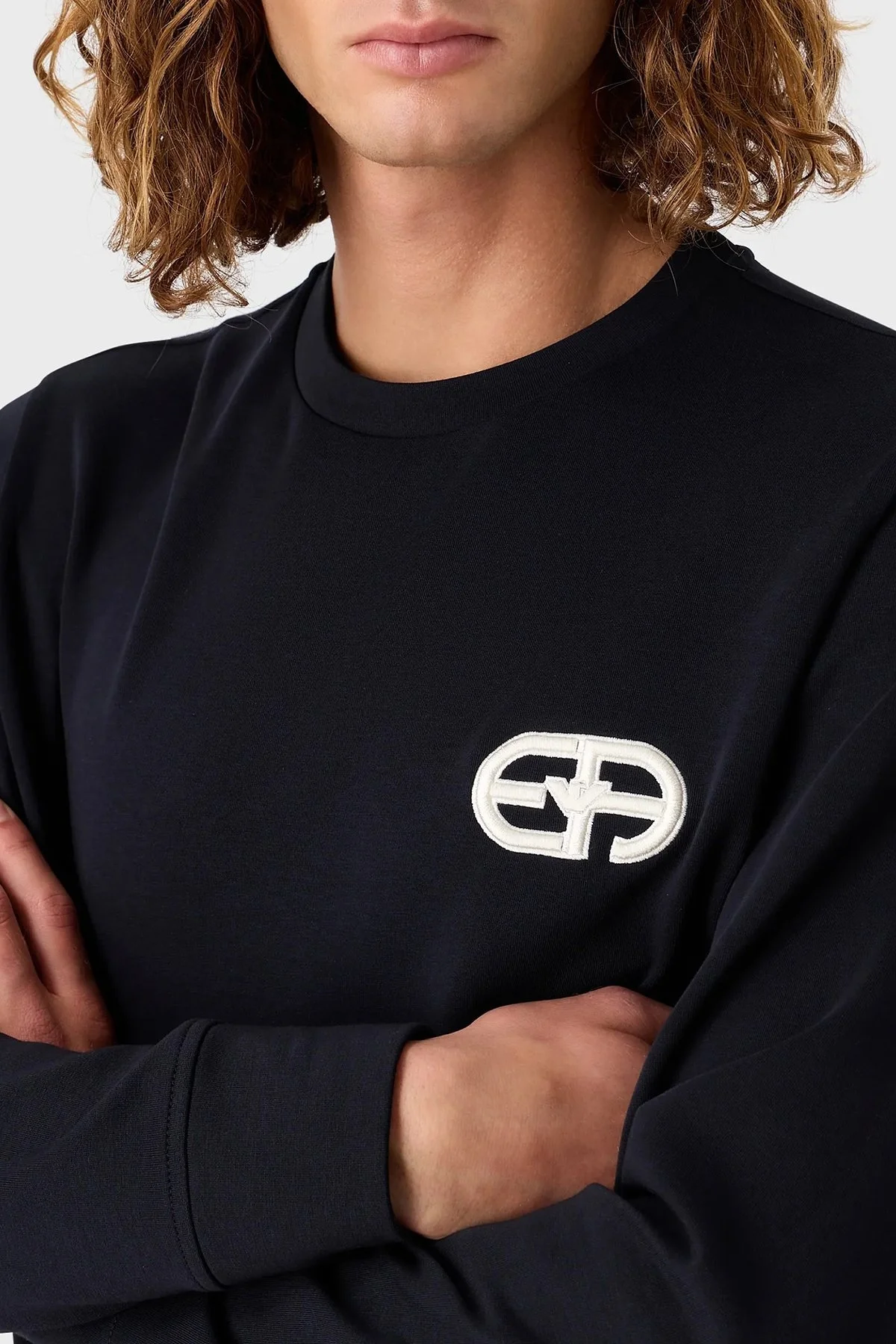 Emporio Armani Pamuklu Regular Fit Bisiklet Yaka Erkek Sweat 8N1ML7 1JHSZ 0920 LACİVERT - 2