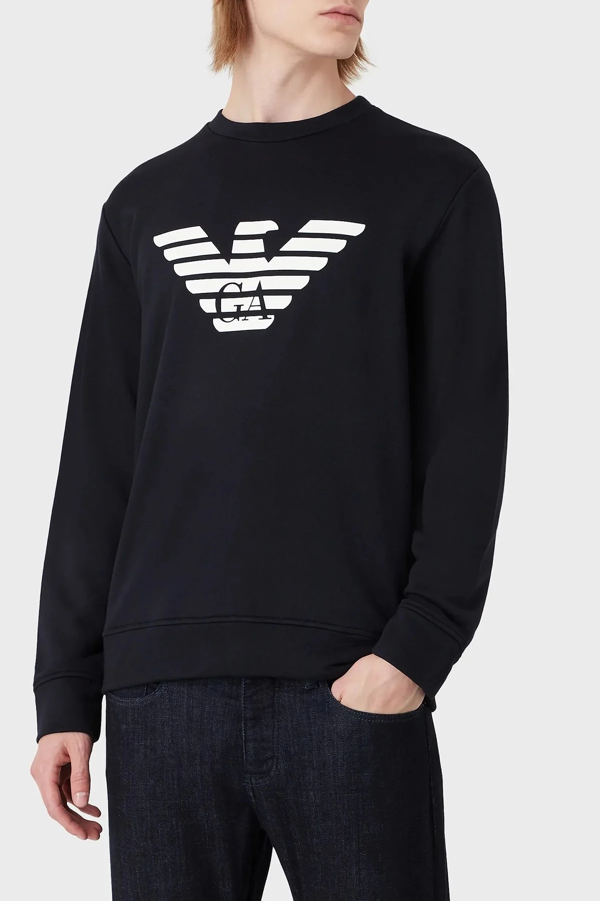 Emporio Armani Pamuklu Regular Fit Bisiklet Yaka Erkek Sweat 8N1MR6 1JRIZ F904 LACİVERT - 1