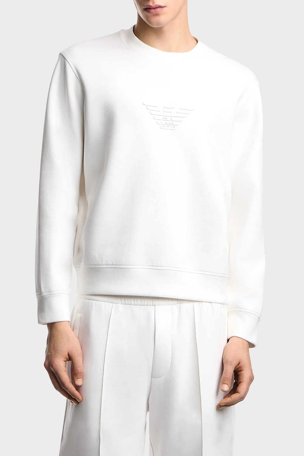 Emporio Armani Pamuklu Regular Fit Bisiklet Yaka Erkek Sweat EM004541 AF10013 M0306 Beyaz - 1