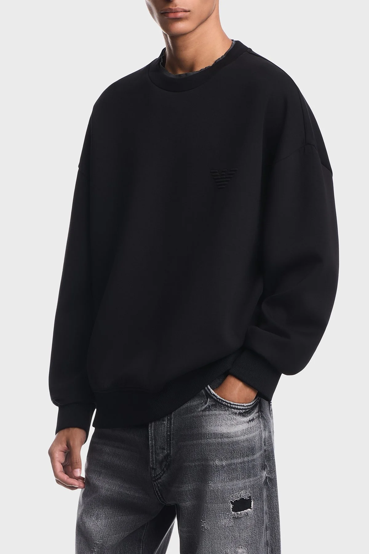 Emporio Armani Pamuklu Regular Fit Bisiklet Yaka Erkek Sweat EM006827 AF10013 MC718 Siyah - 1