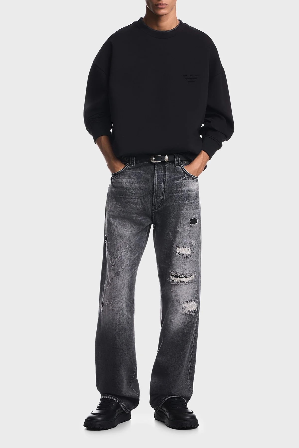 Emporio Armani Pamuklu Regular Fit Bisiklet Yaka Erkek Sweat EM006827 AF10013 MC718 Siyah - 2