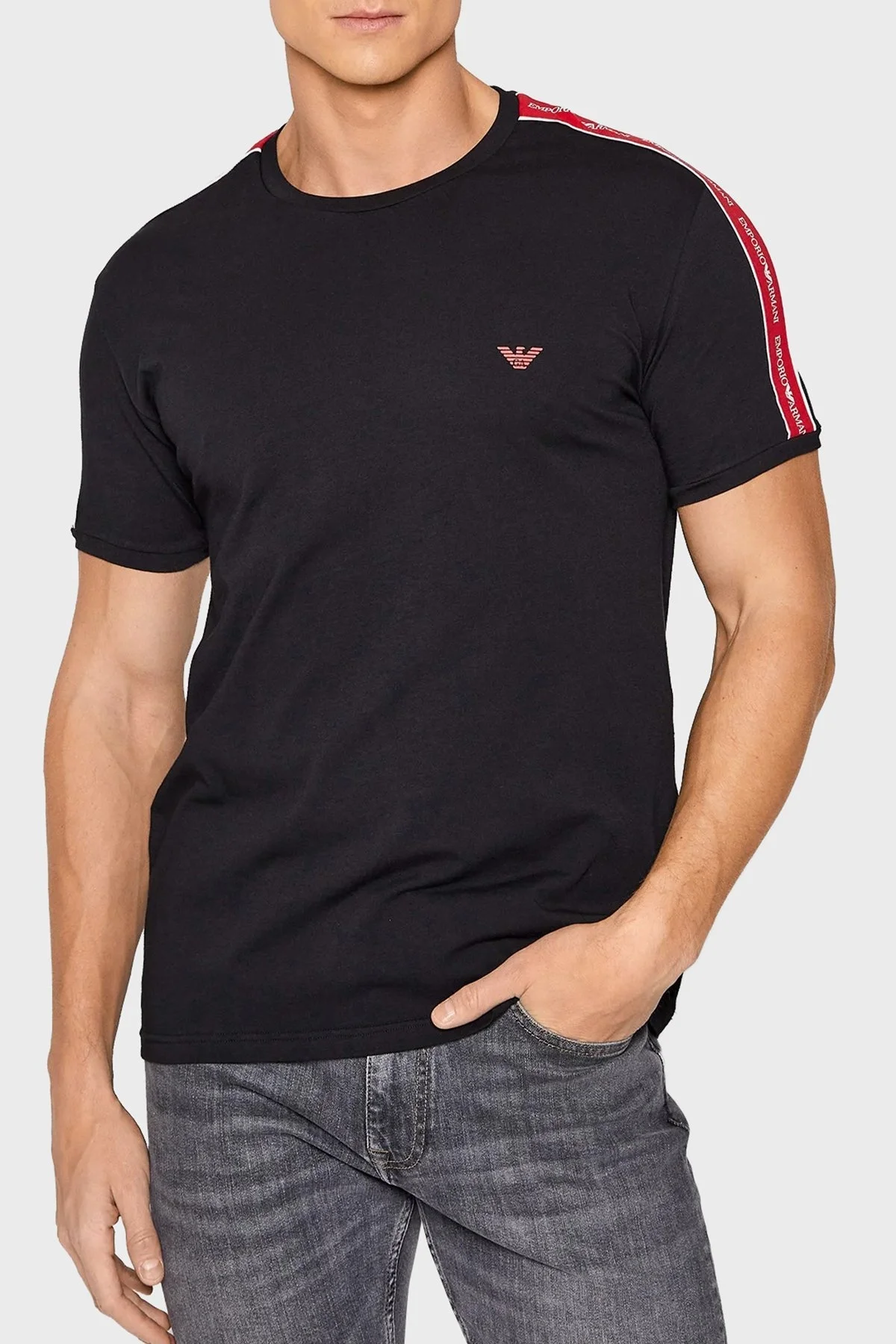 Emporio Armani Pamuklu Regular Fit Bisiklet Yaka Erkek T Shirt 111890 3F717 00020 SİYAH - 1
