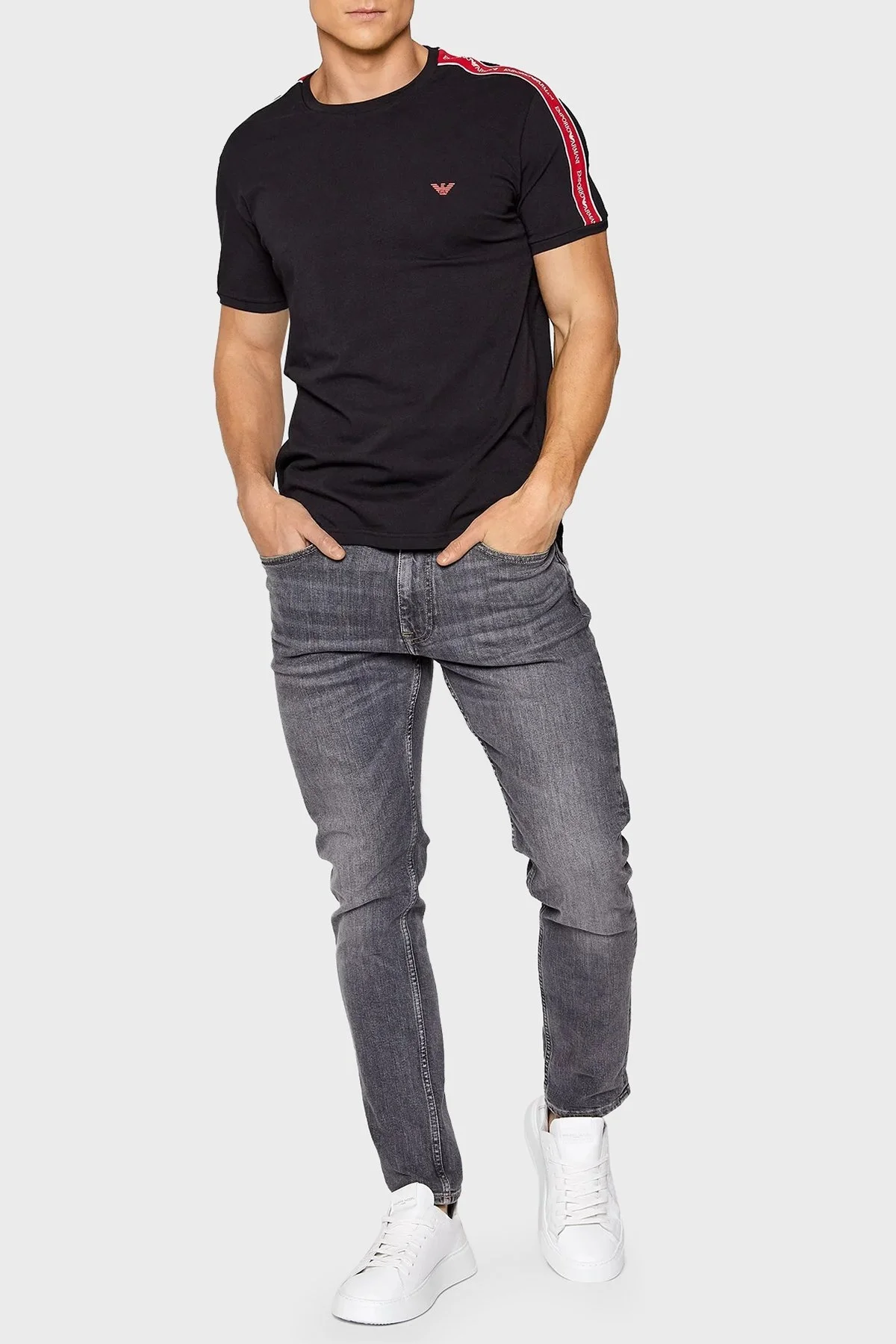 Emporio Armani Pamuklu Regular Fit Bisiklet Yaka Erkek T Shirt 111890 3F717 00020 SİYAH - 3