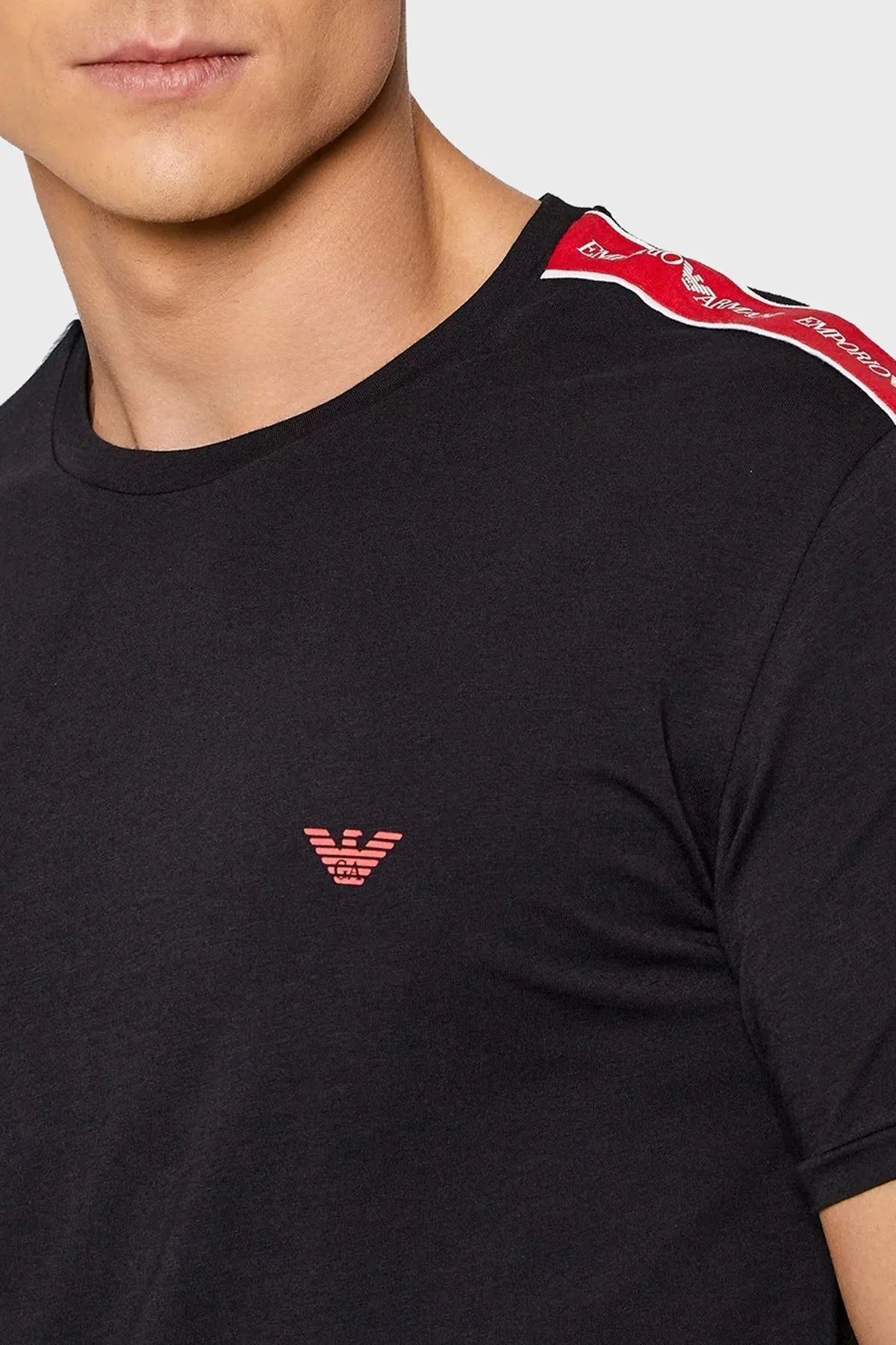 Emporio Armani Pamuklu Regular Fit Bisiklet Yaka Erkek T Shirt 111890 3F717 00020 SİYAH - 4