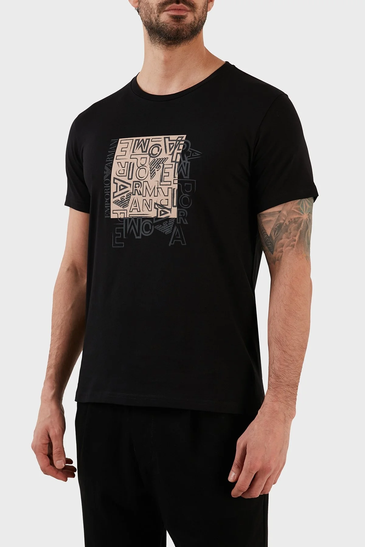 Emporio Armani Pamuklu Regular Fit Bisiklet Yaka Erkek T Shirt 211818 3R468 22621 SİYAH - 3